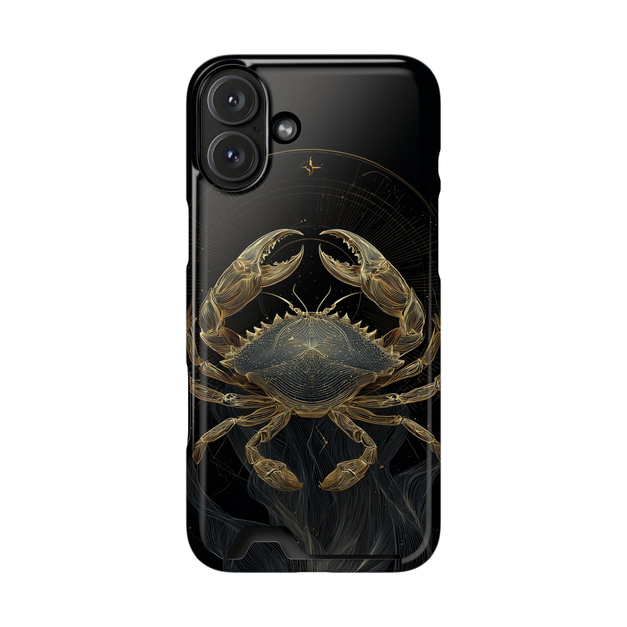 Cancer Zodiac Phone Case with Card Holder – Celestial Gold Crab - Image 109