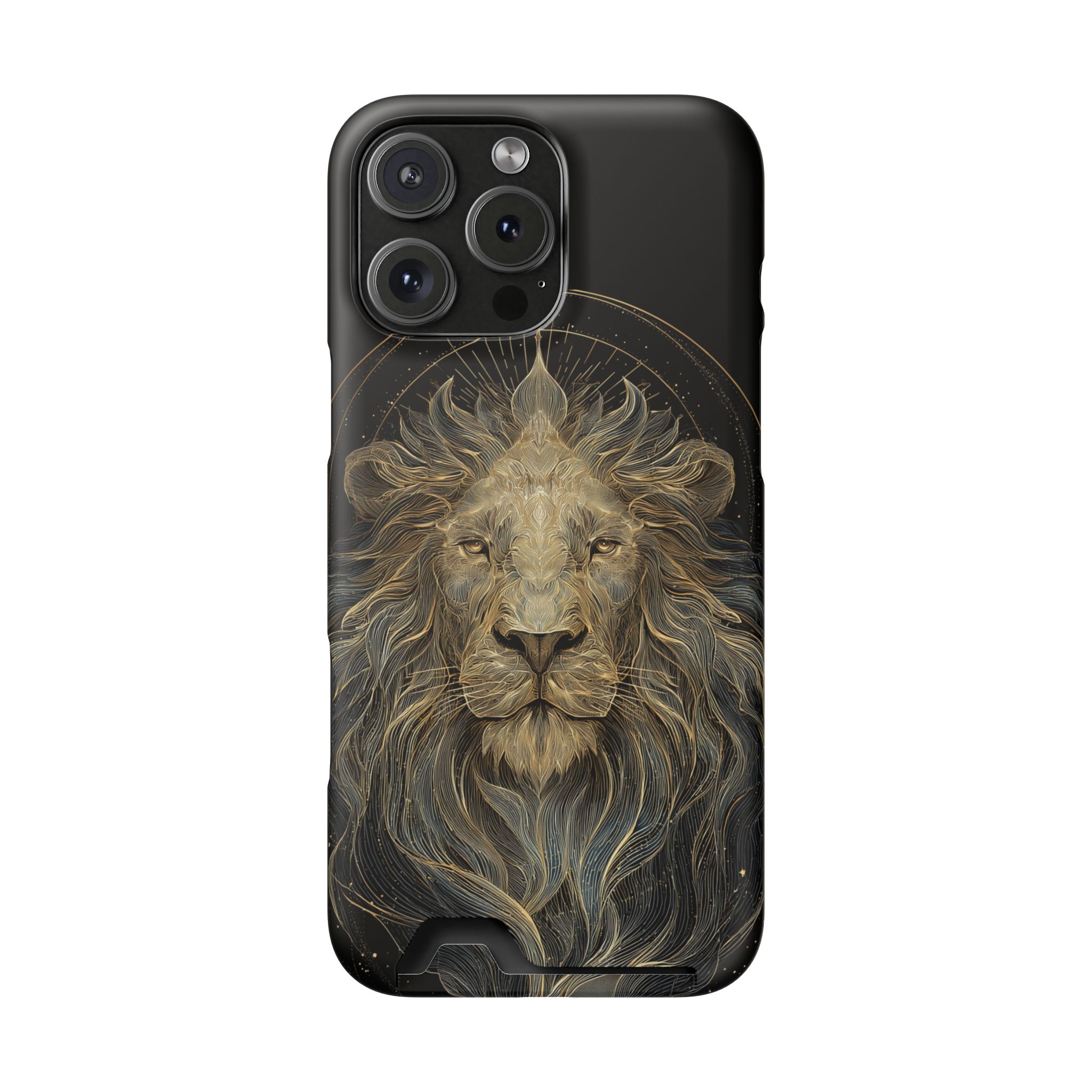 Leo Zodiac Phone Case with Card Holder – Celestial Gold Lion - Image 112
