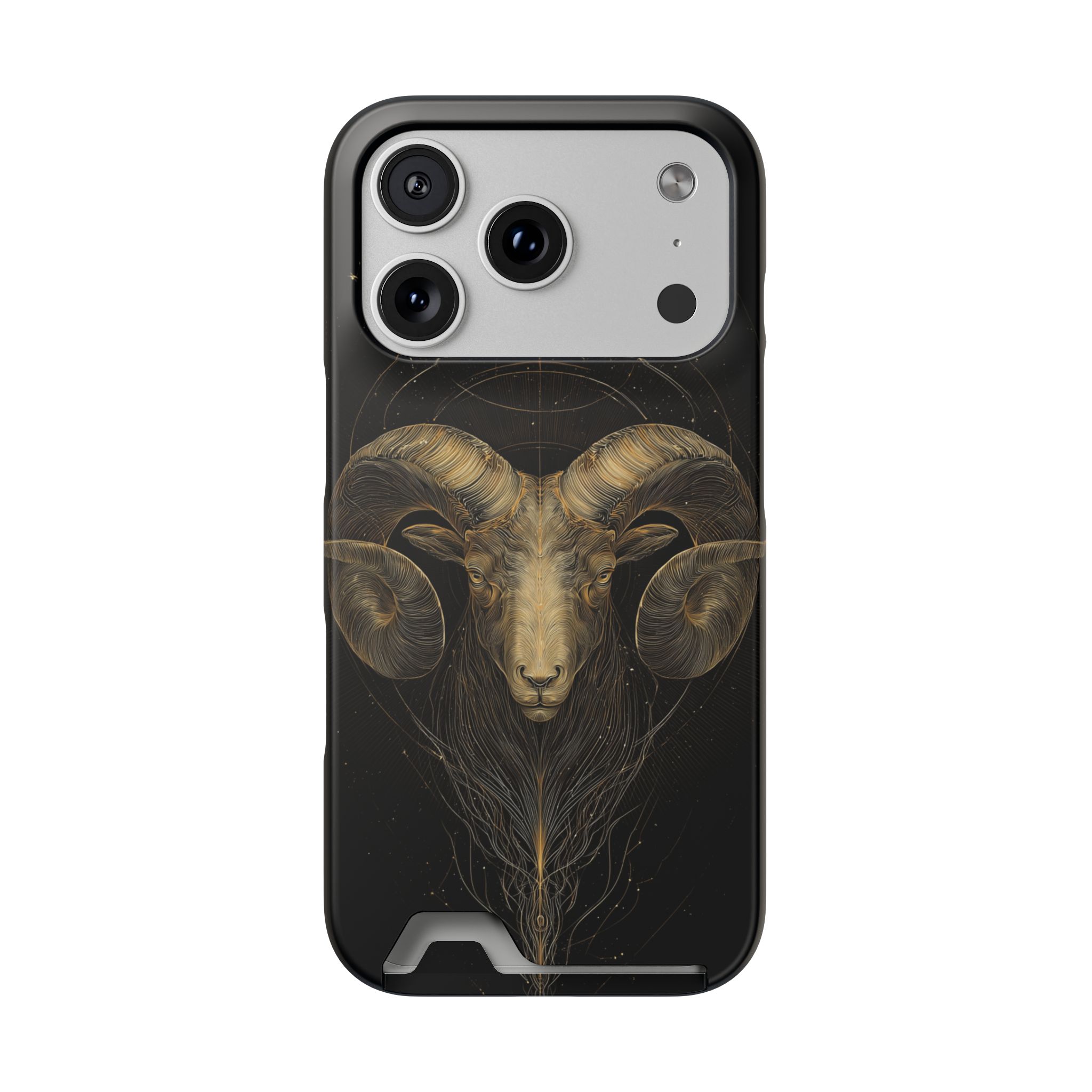 Aries Zodiac Phone Case with Card Holder – Celestial Gold Constellation - Image 83