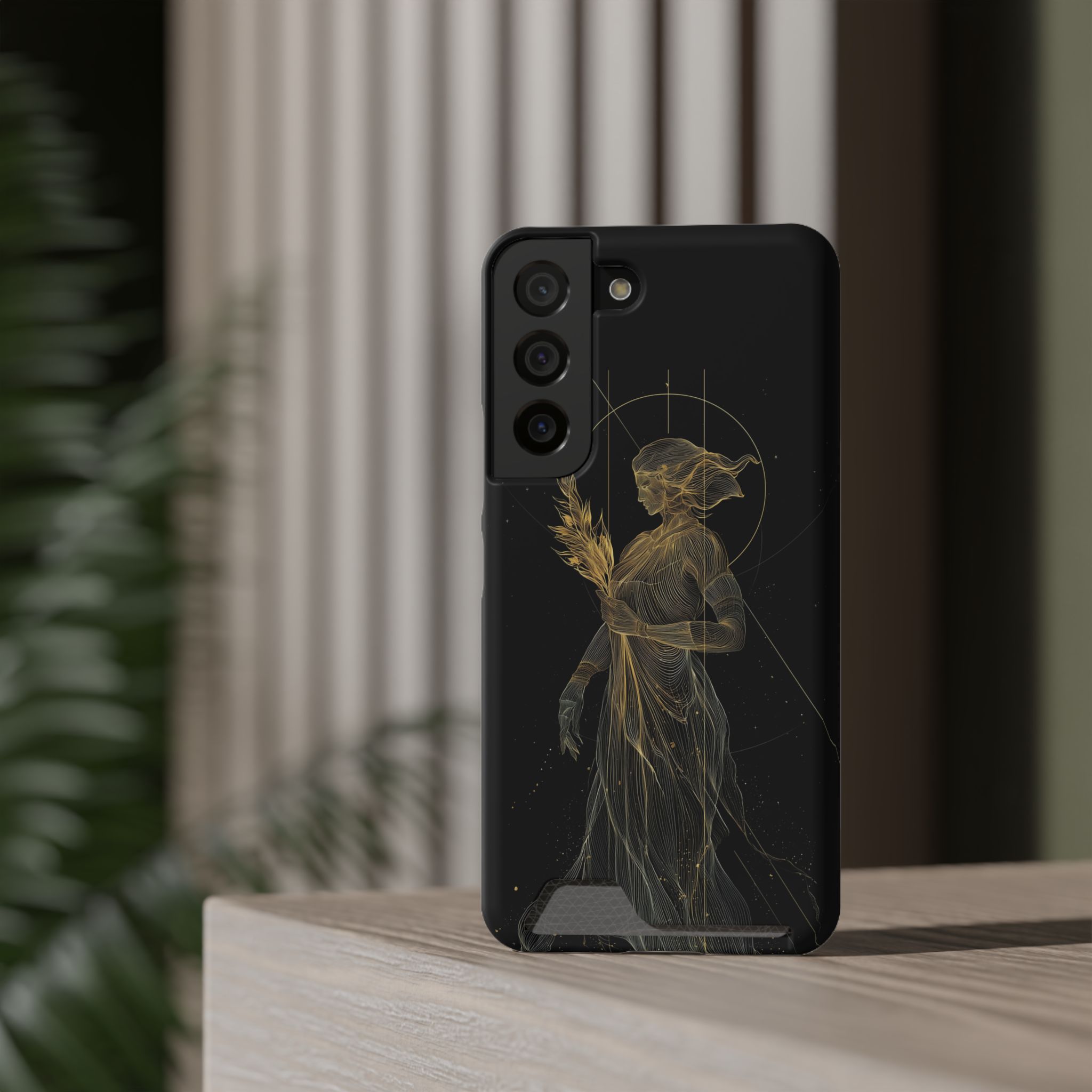 Virgo Zodiac Phone Case with Card Holder – Celestial Gold Maiden - Image 8