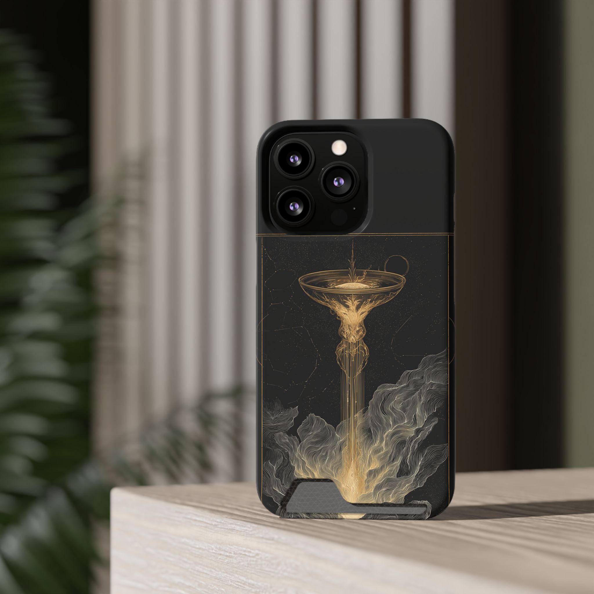 Aquarius Zodiac Phone Case with Card Holder – Celestial Gold Water Bearer - Image 44