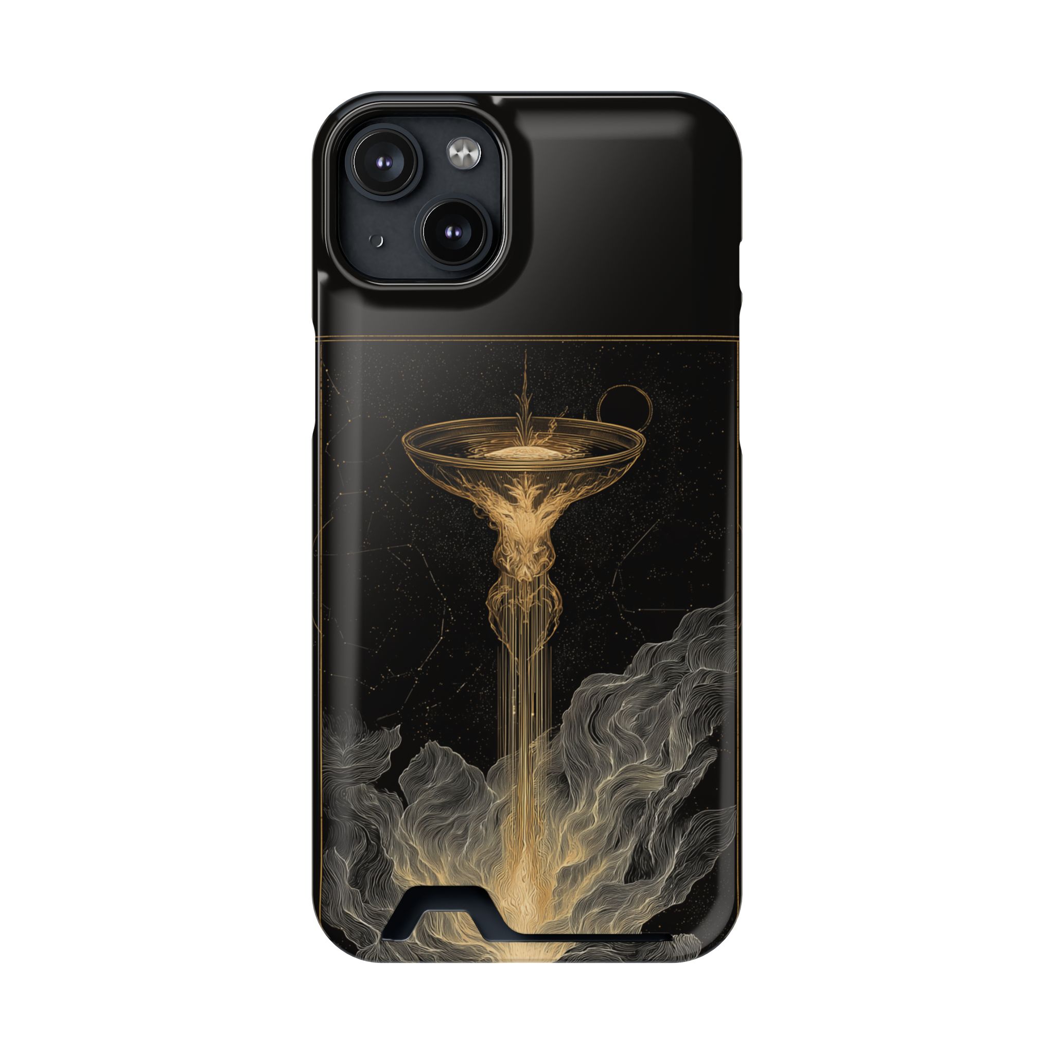 Aquarius Zodiac Phone Case with Card Holder – Celestial Gold Water Bearer - Image 95