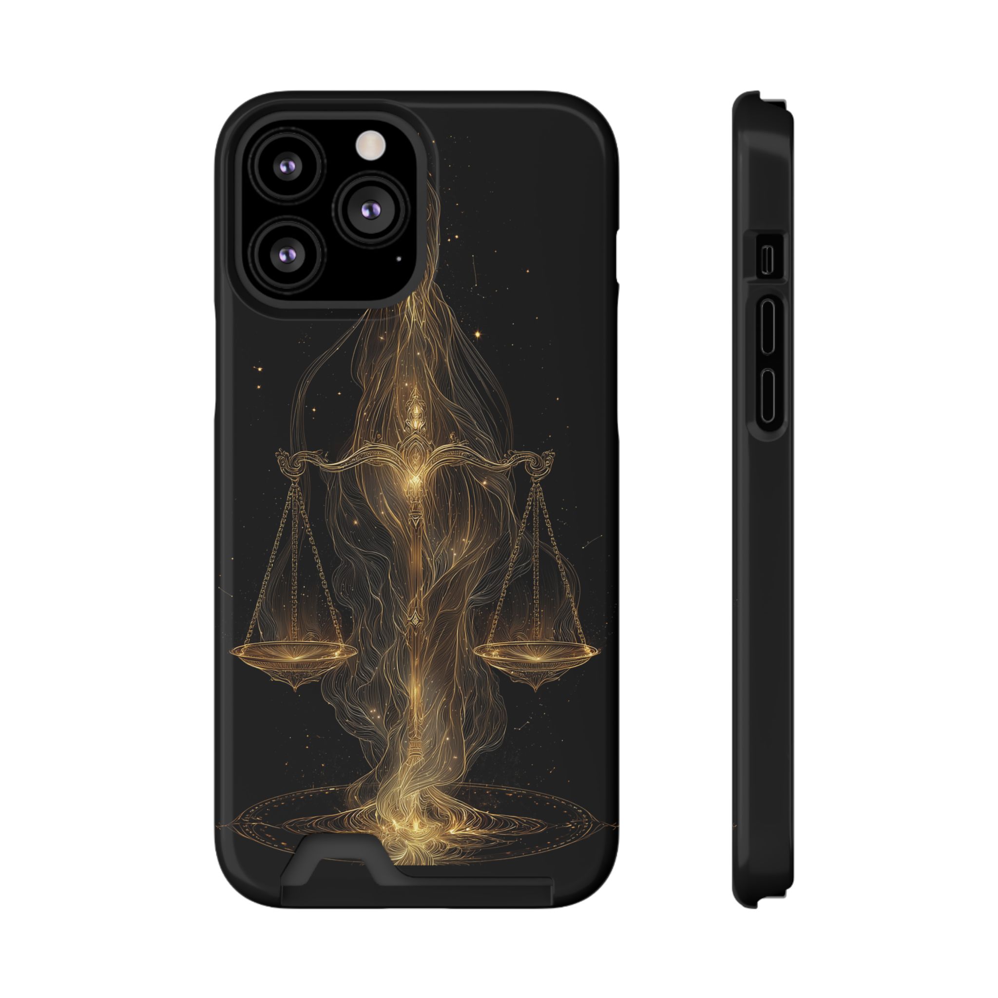 Libra Zodiac Phone Case with Card Holder – Celestial Gold Scales - Image 49