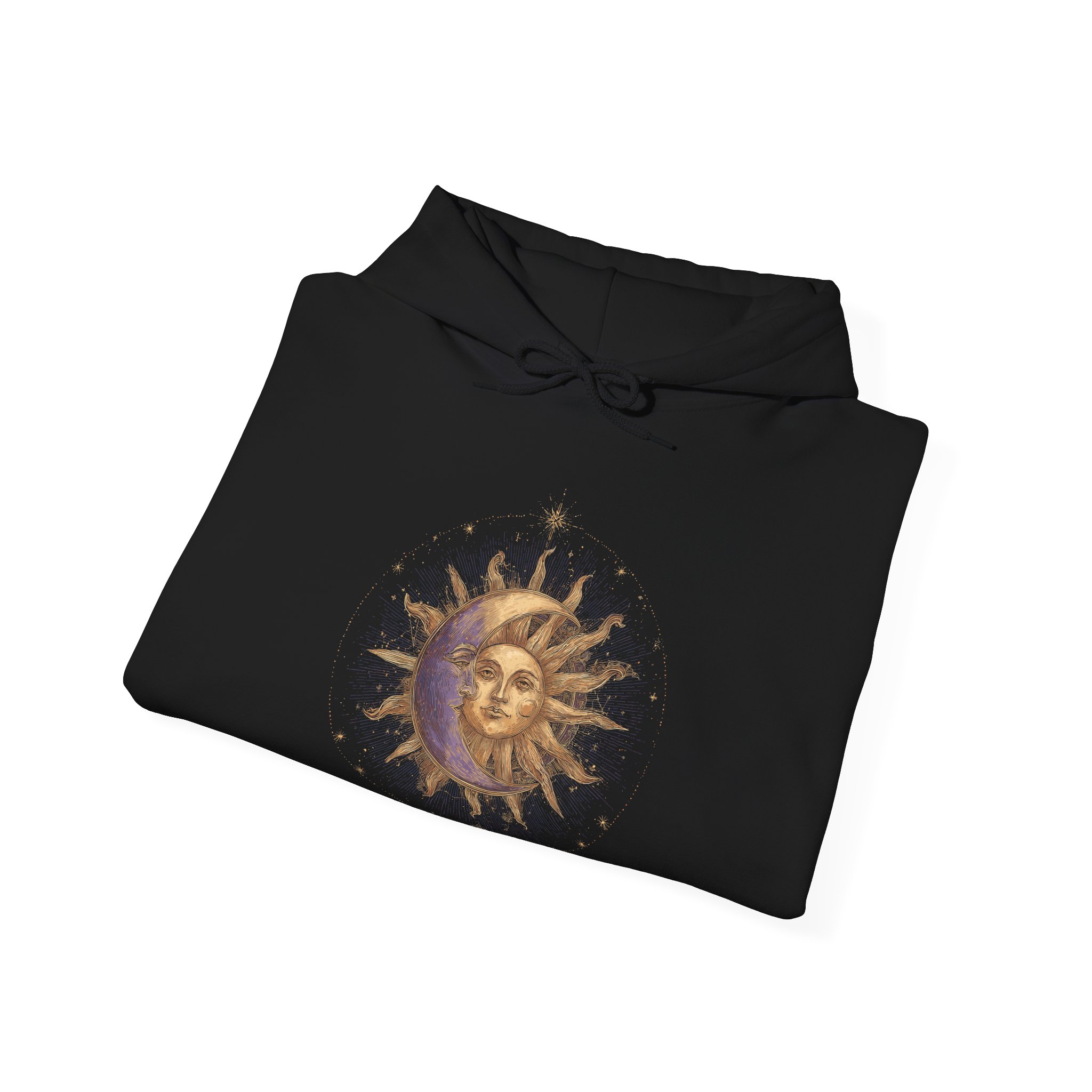 Celestial Sun & Moon Hoodie – Gold Cosmic Astrology Unisex Jumper - Image 4