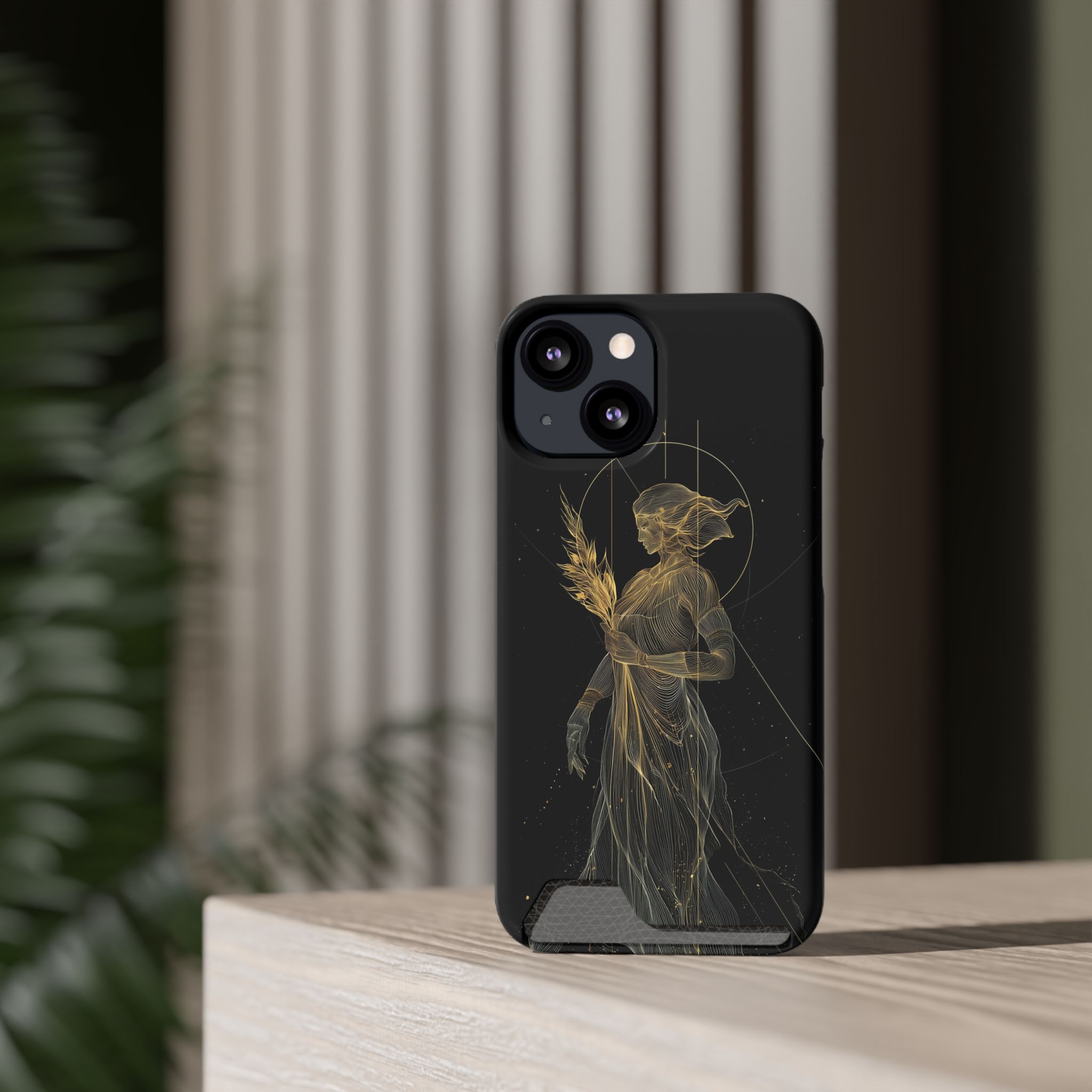 Virgo Zodiac Phone Case with Card Holder – Celestial Gold Maiden - Image 36