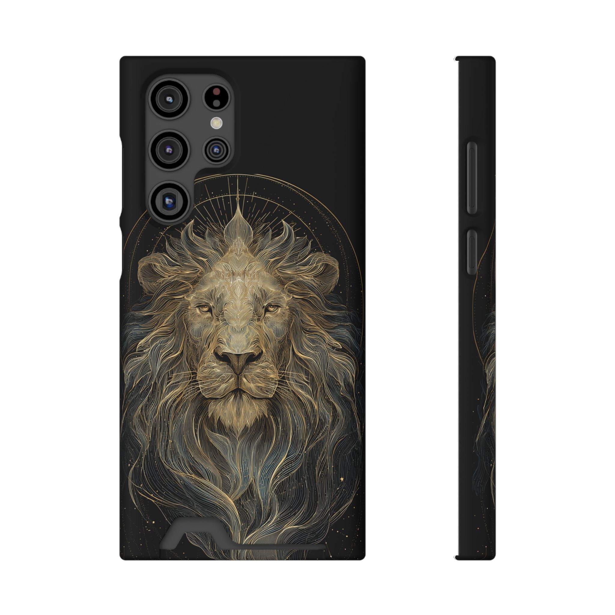 Leo Zodiac Phone Case with Card Holder – Celestial Gold Lion - Image 21