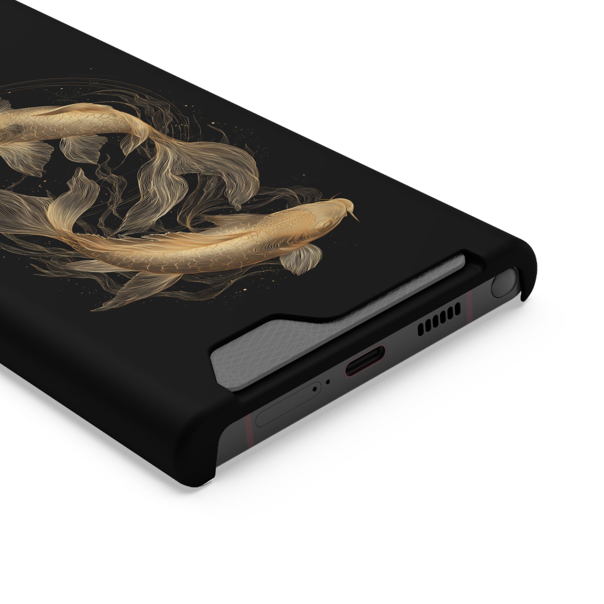 Pisces Zodiac Phone Case with Card Holder – Celestial Gold Fish - Image 22