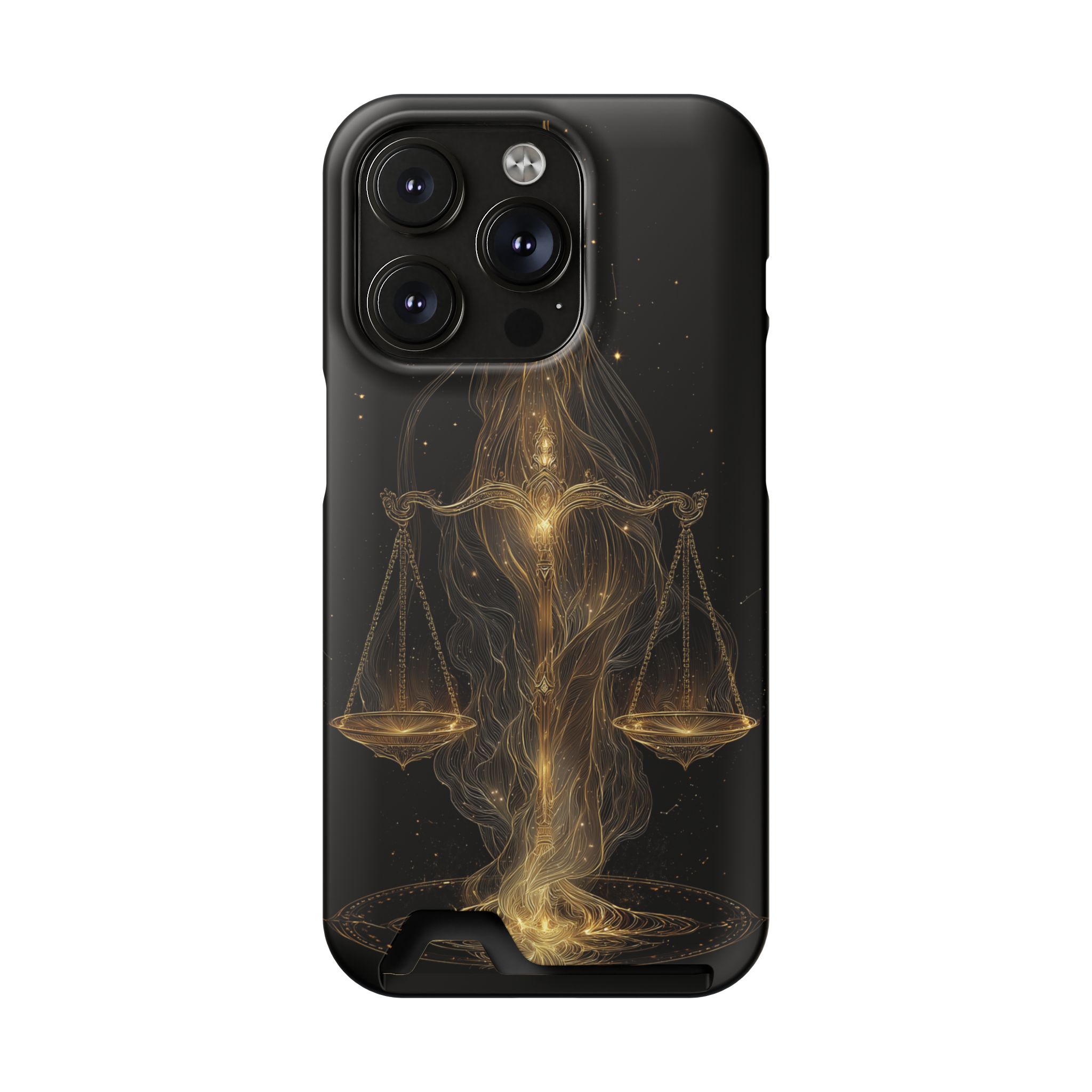 Libra Zodiac Phone Case with Card Holder – Celestial Gold Scales - Image 90