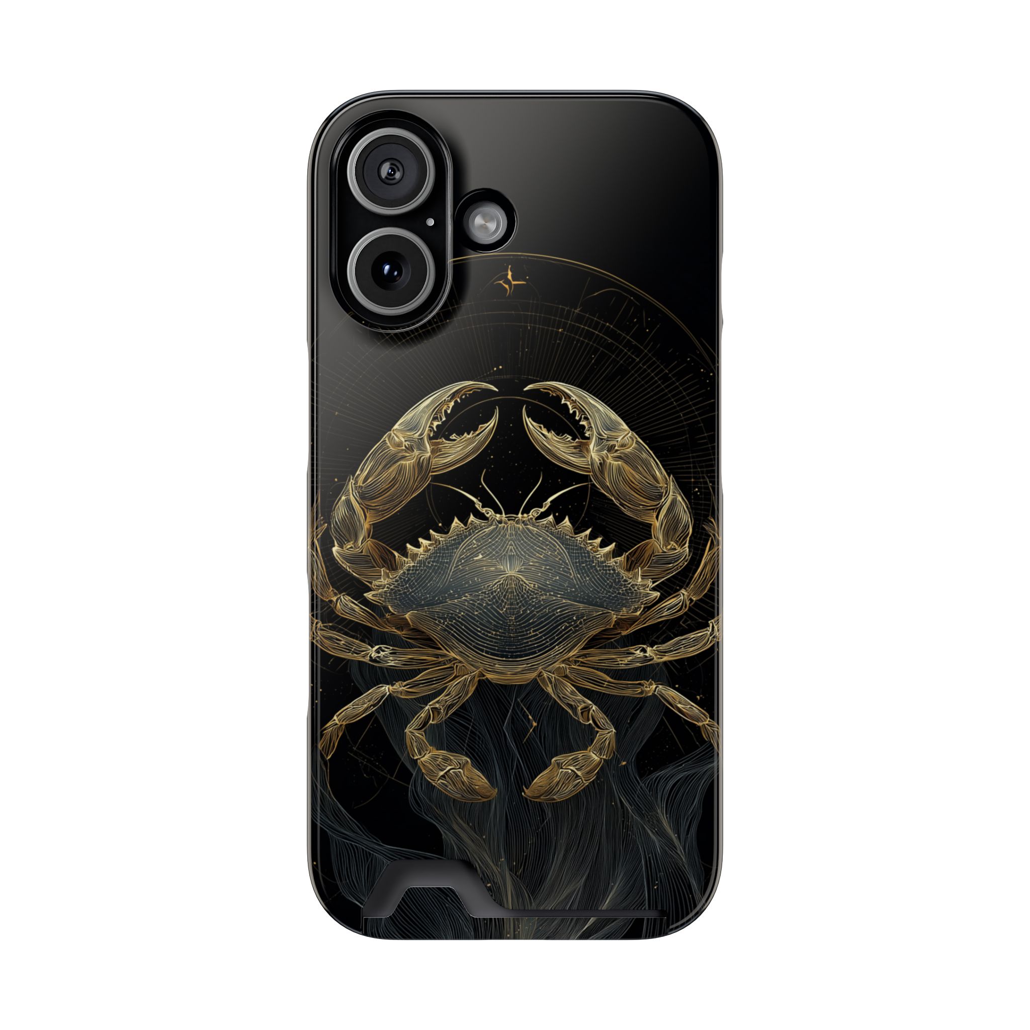 Cancer Zodiac Phone Case with Card Holder – Celestial Gold Crab - Image 85