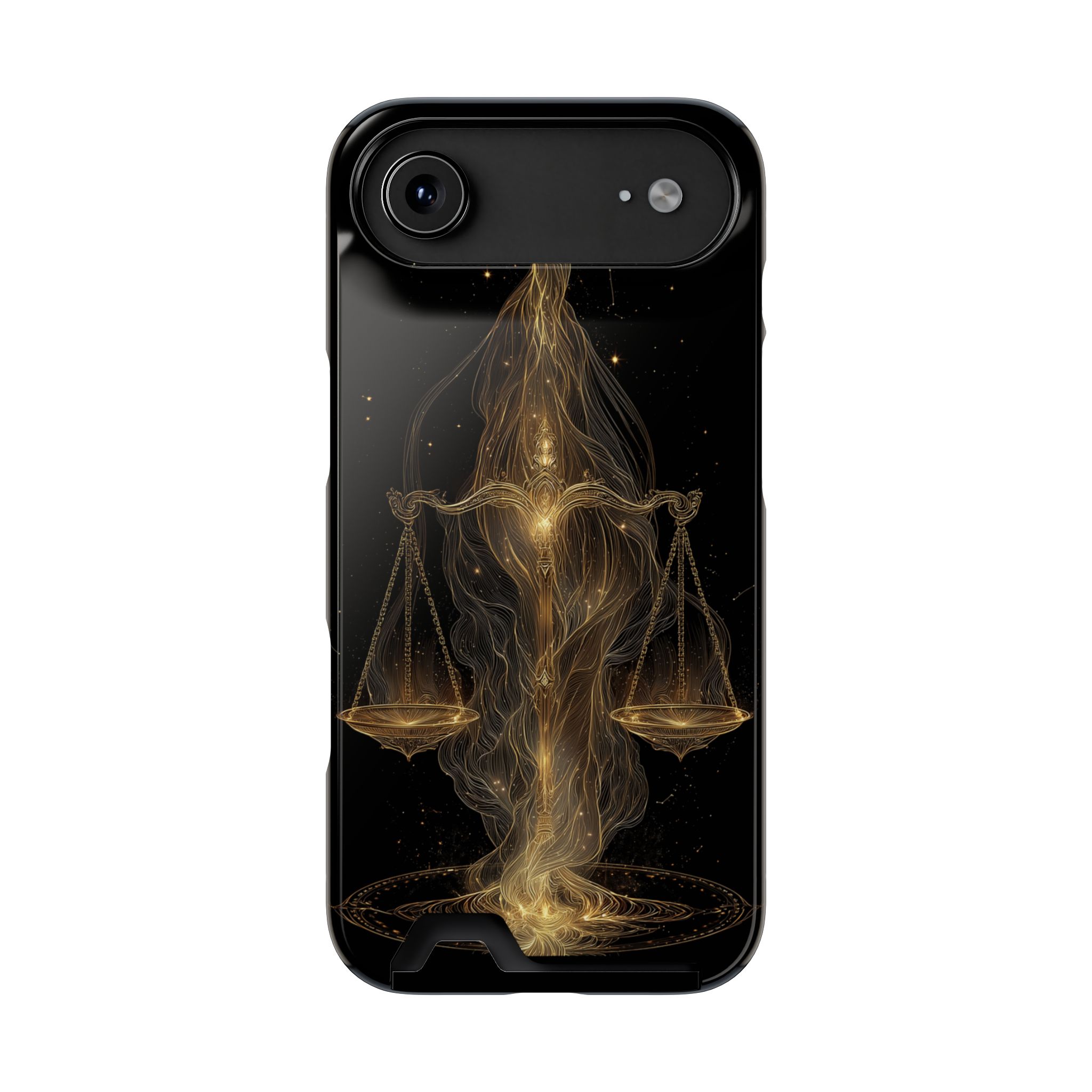 Libra Zodiac Phone Case with Card Holder – Celestial Gold Scales - Image 86