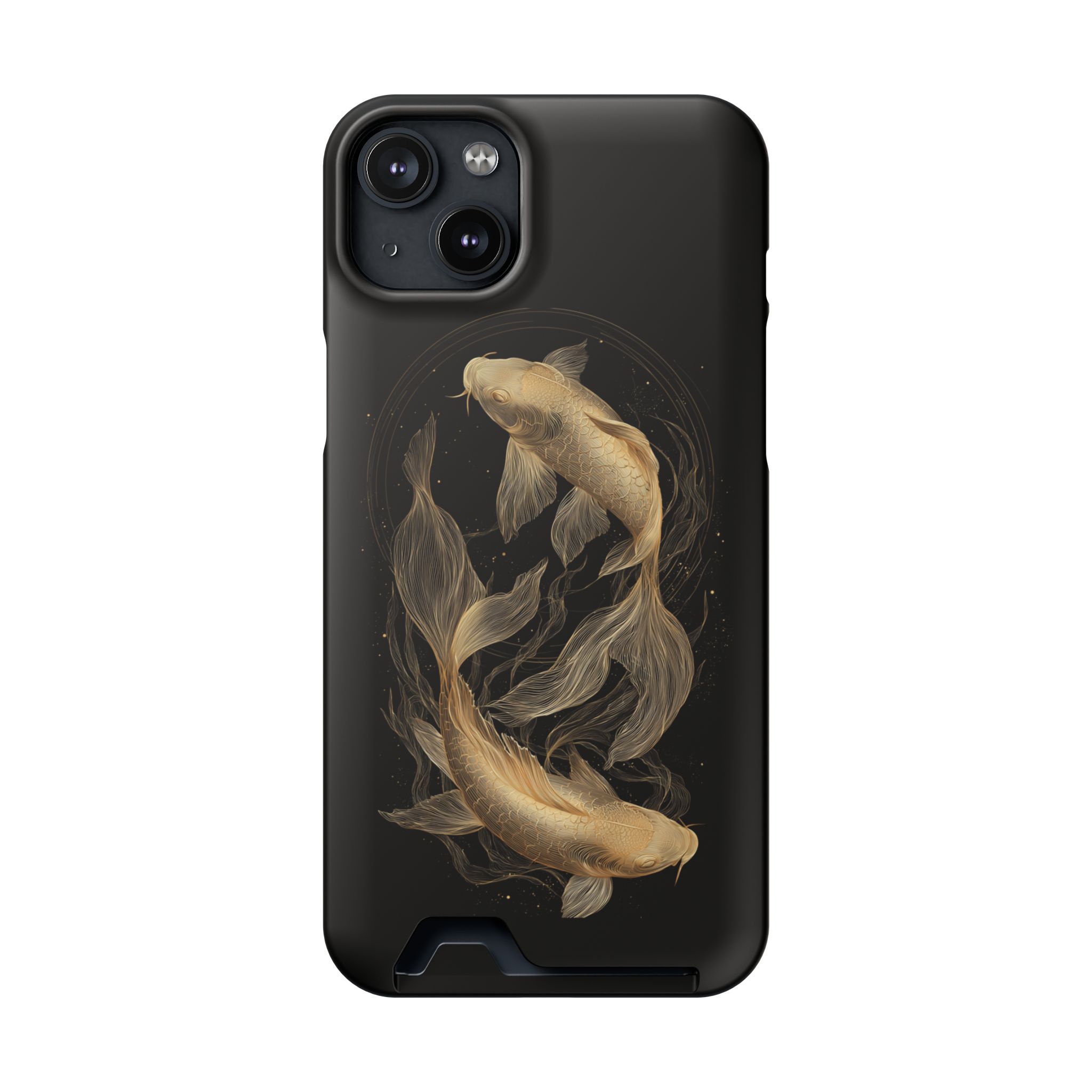 Pisces Zodiac Phone Case with Card Holder – Celestial Gold Fish - Image 91