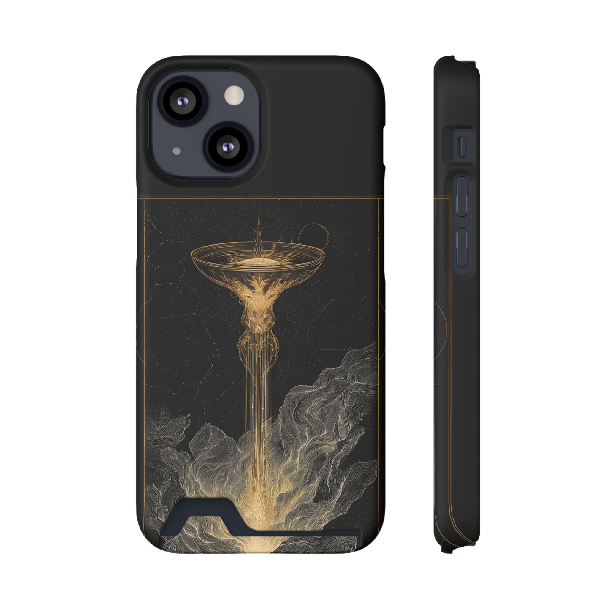 Aquarius Zodiac Phone Case with Card Holder – Celestial Gold Water Bearer - Image 37