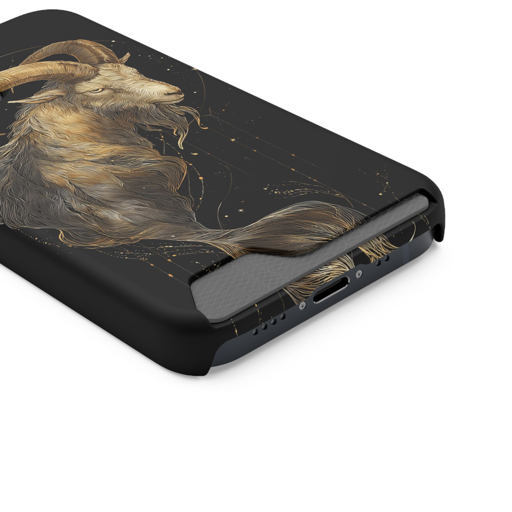 Capricorn Zodiac Phone Case with Card Holder – Celestial Gold Sea-Goat - Image 38