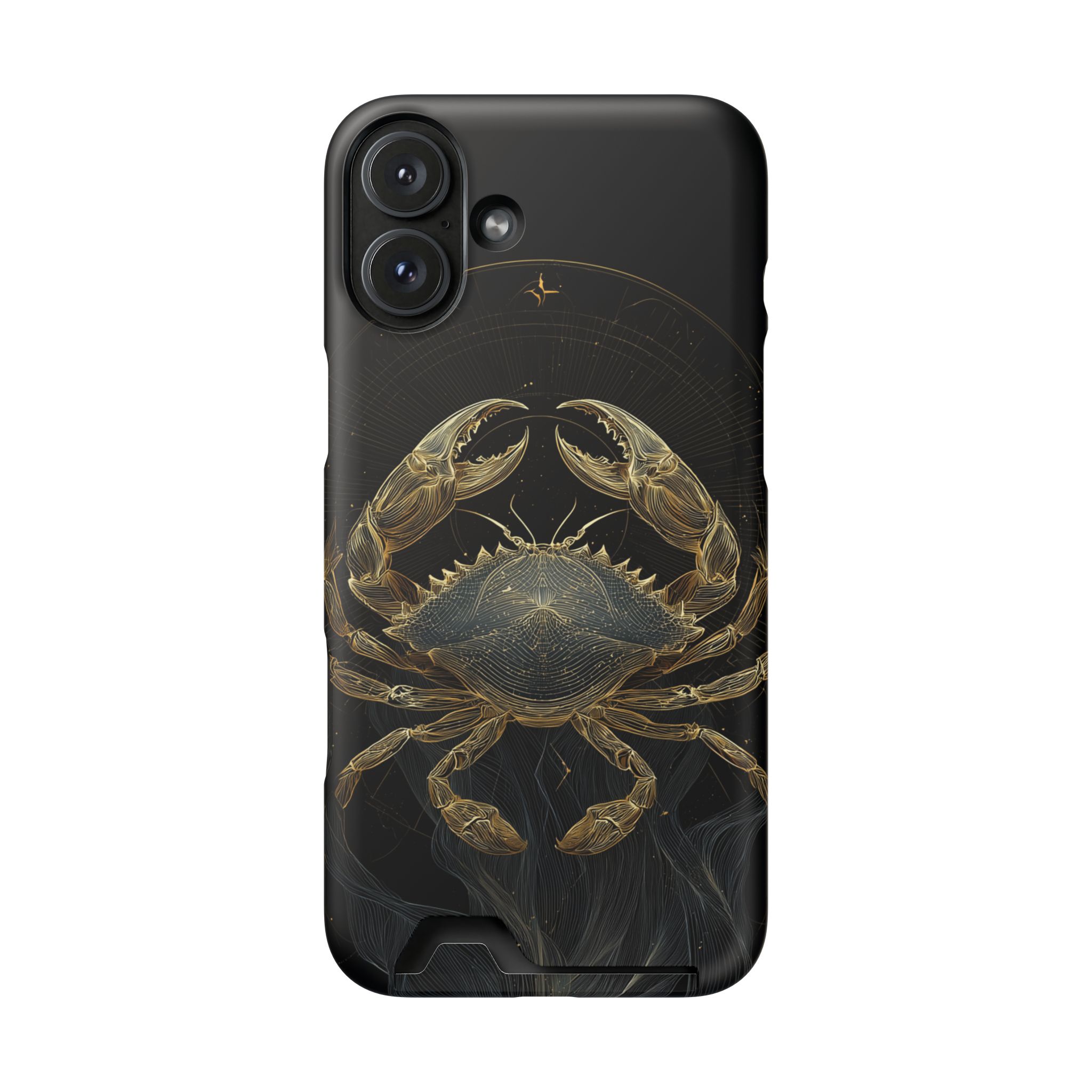 Cancer Zodiac Phone Case with Card Holder – Celestial Gold Crab - Image 110
