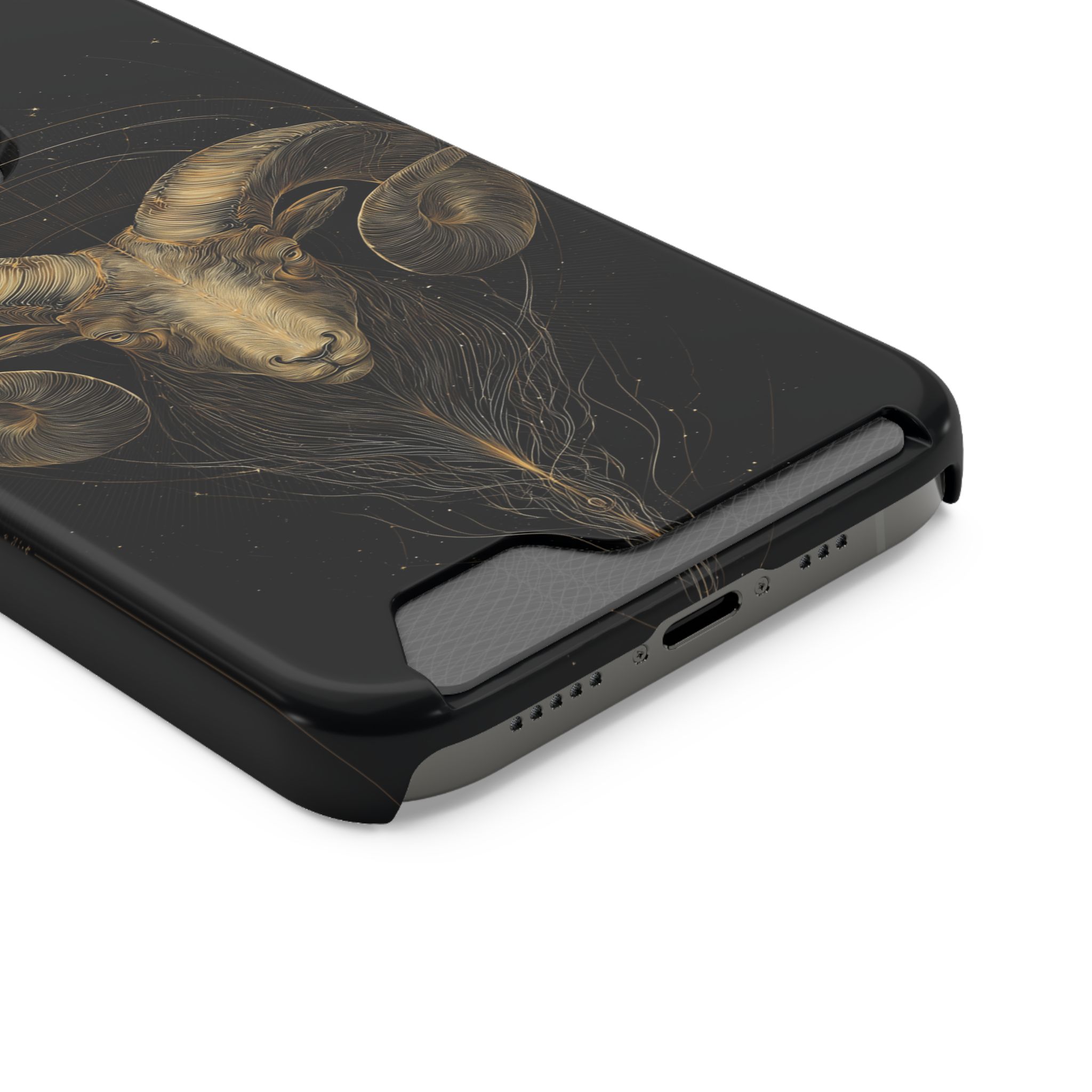 Aries Zodiac Phone Case with Card Holder – Celestial Gold Constellation - Image 42