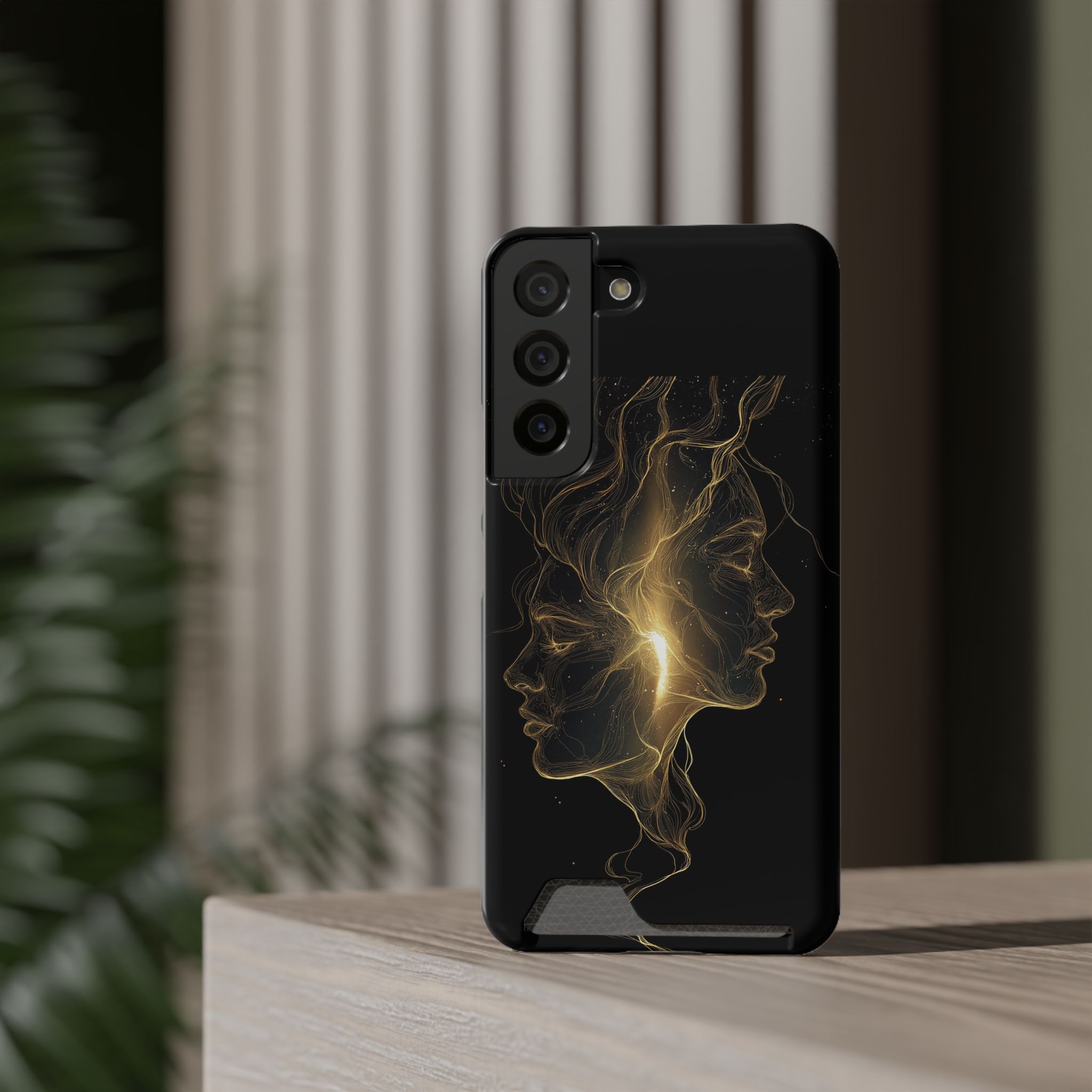 Gemini Zodiac Phone Case with Card Holder – Celestial Gold Twins - Image 4