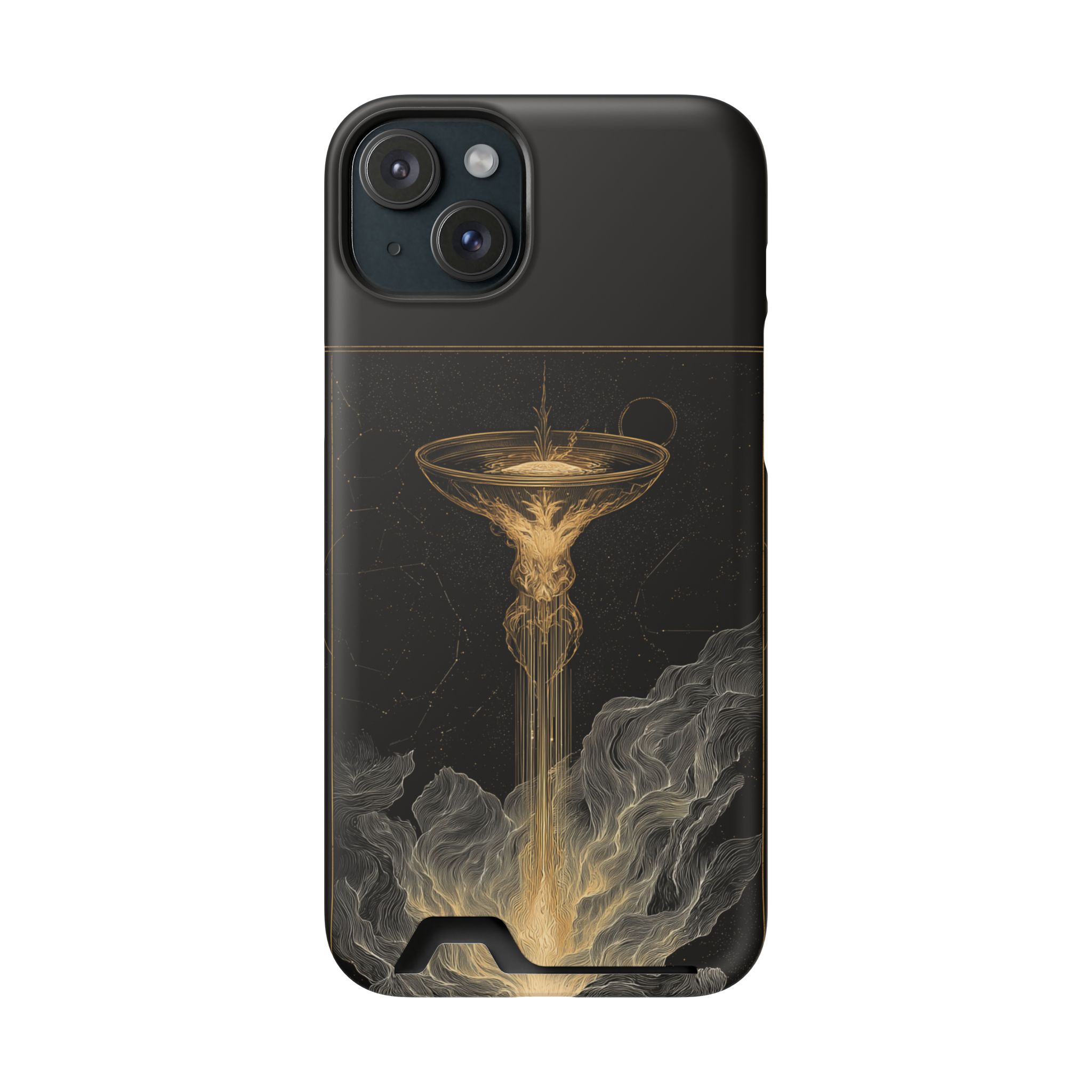 Aquarius Zodiac Phone Case with Card Holder – Celestial Gold Water Bearer - Image 102