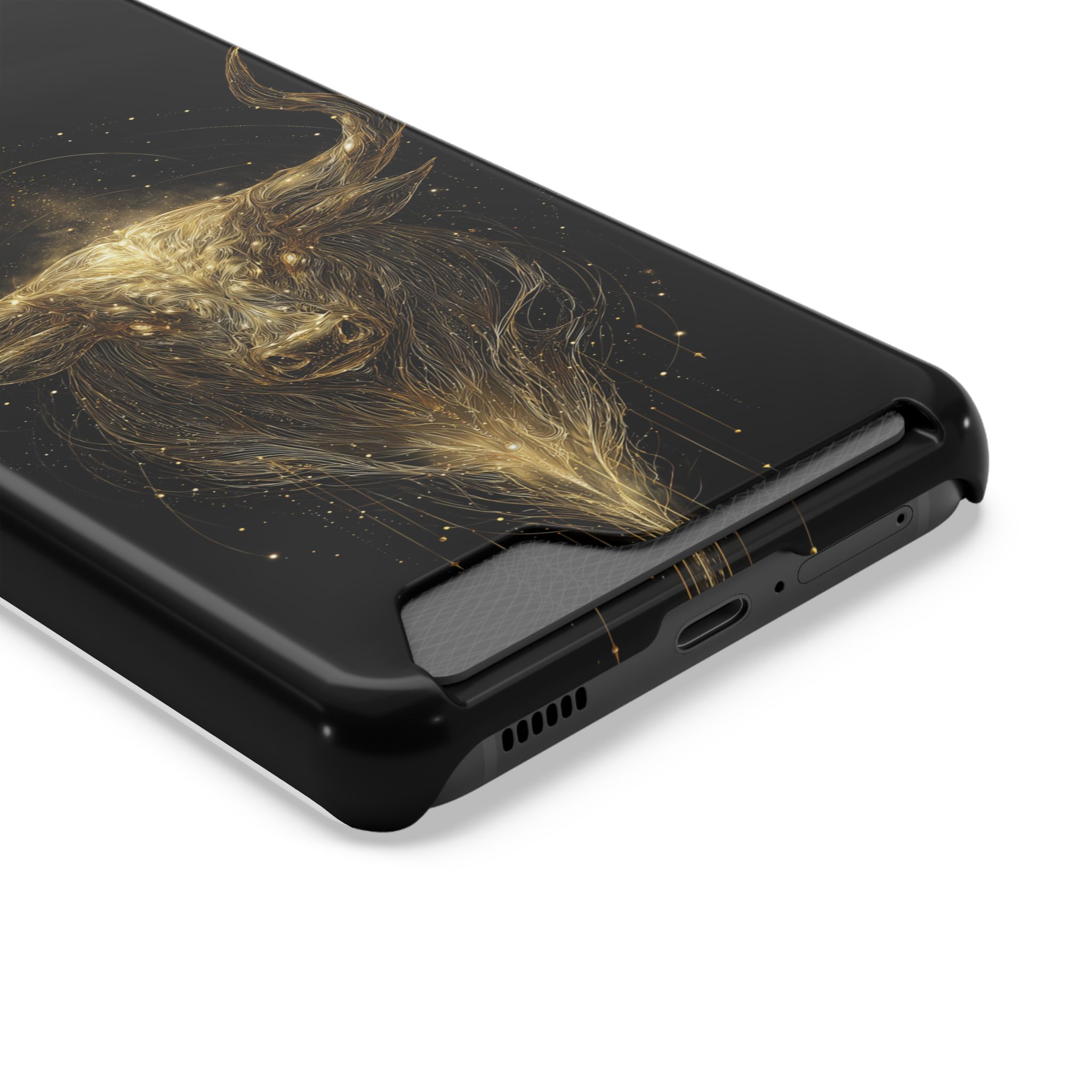 Taurus Zodiac Phone Case with Card Holder – Celestial Gold Bull - Image 2