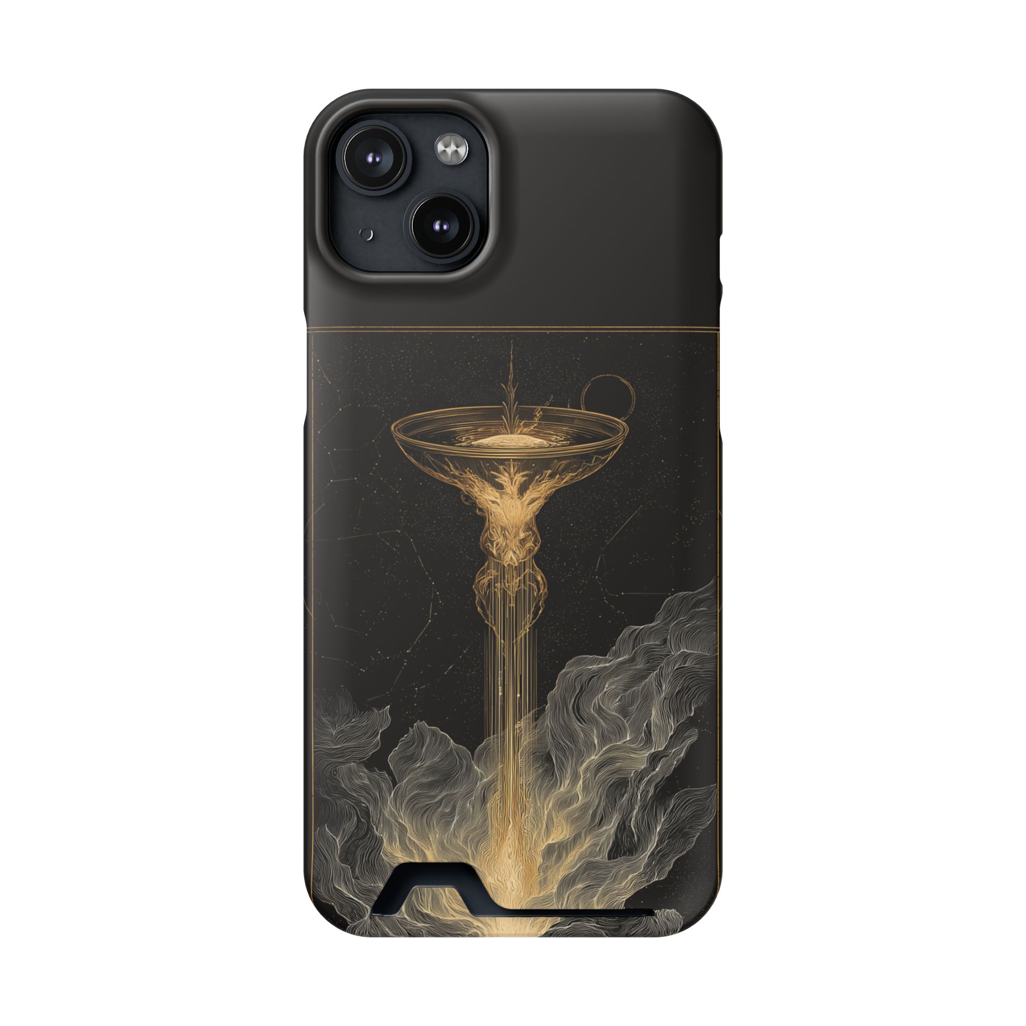 Aquarius Zodiac Phone Case with Card Holder – Celestial Gold Water Bearer - Image 91