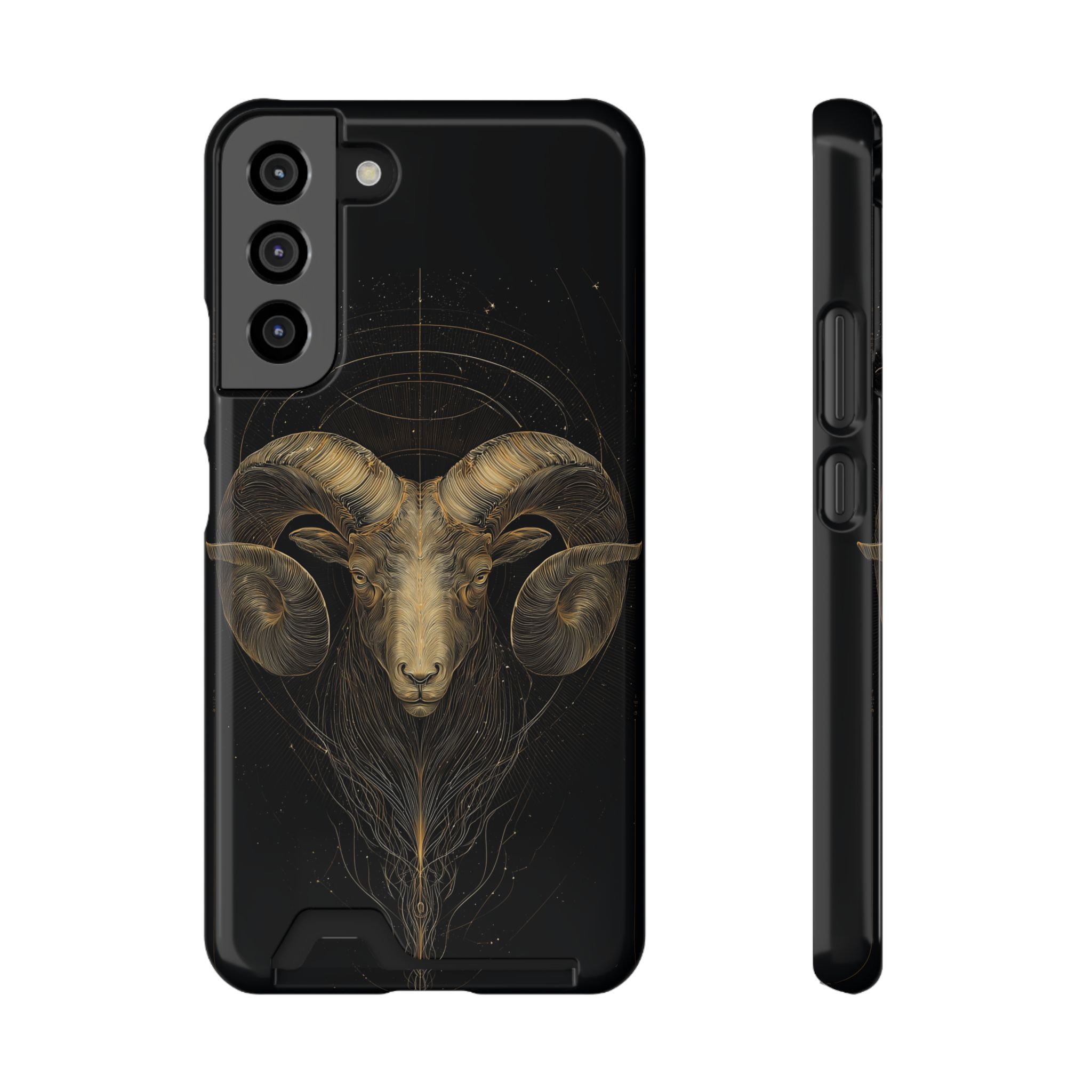 Aries Zodiac Phone Case with Card Holder – Celestial Gold Constellation - Image 9
