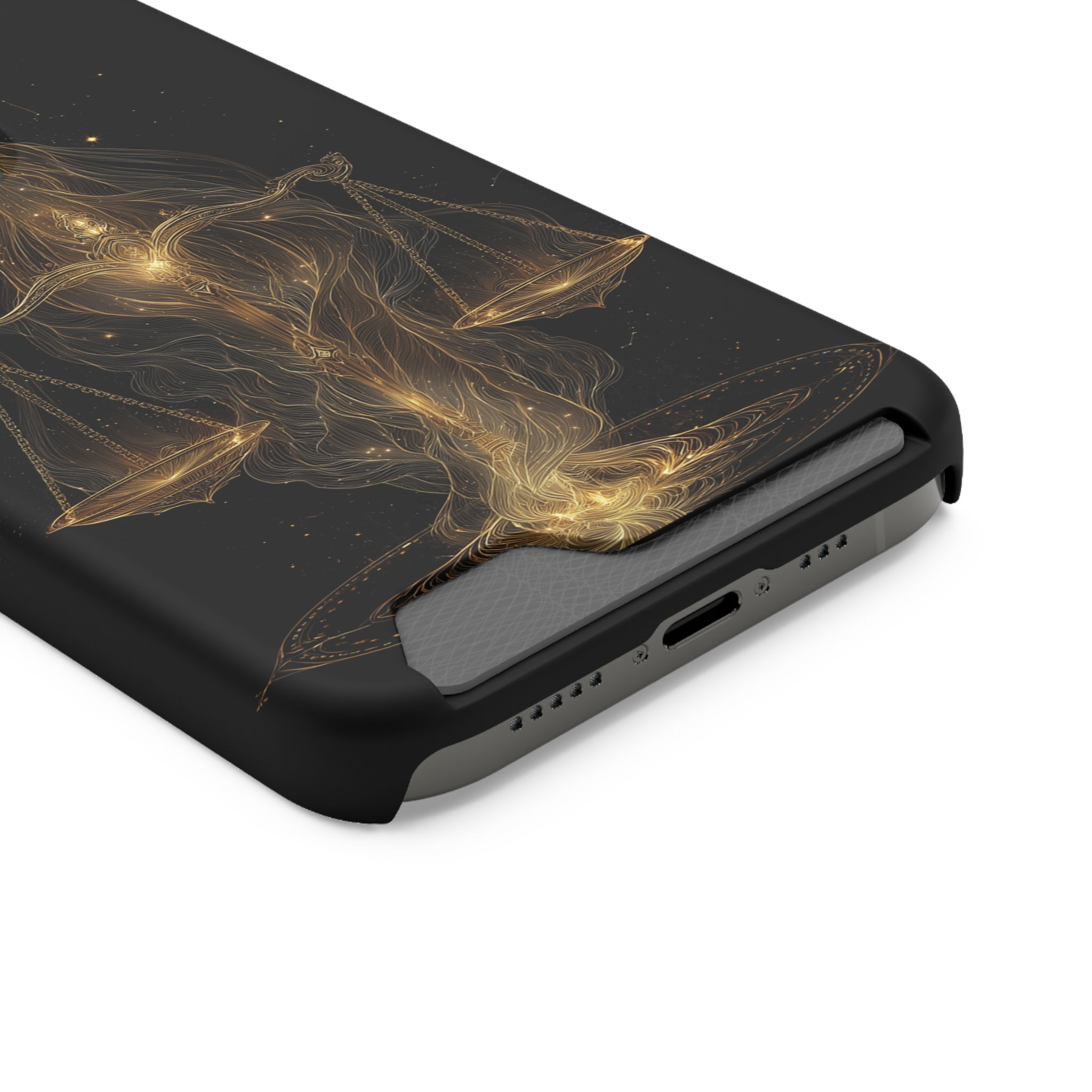 Libra Zodiac Phone Case with Card Holder – Celestial Gold Scales - Image 46