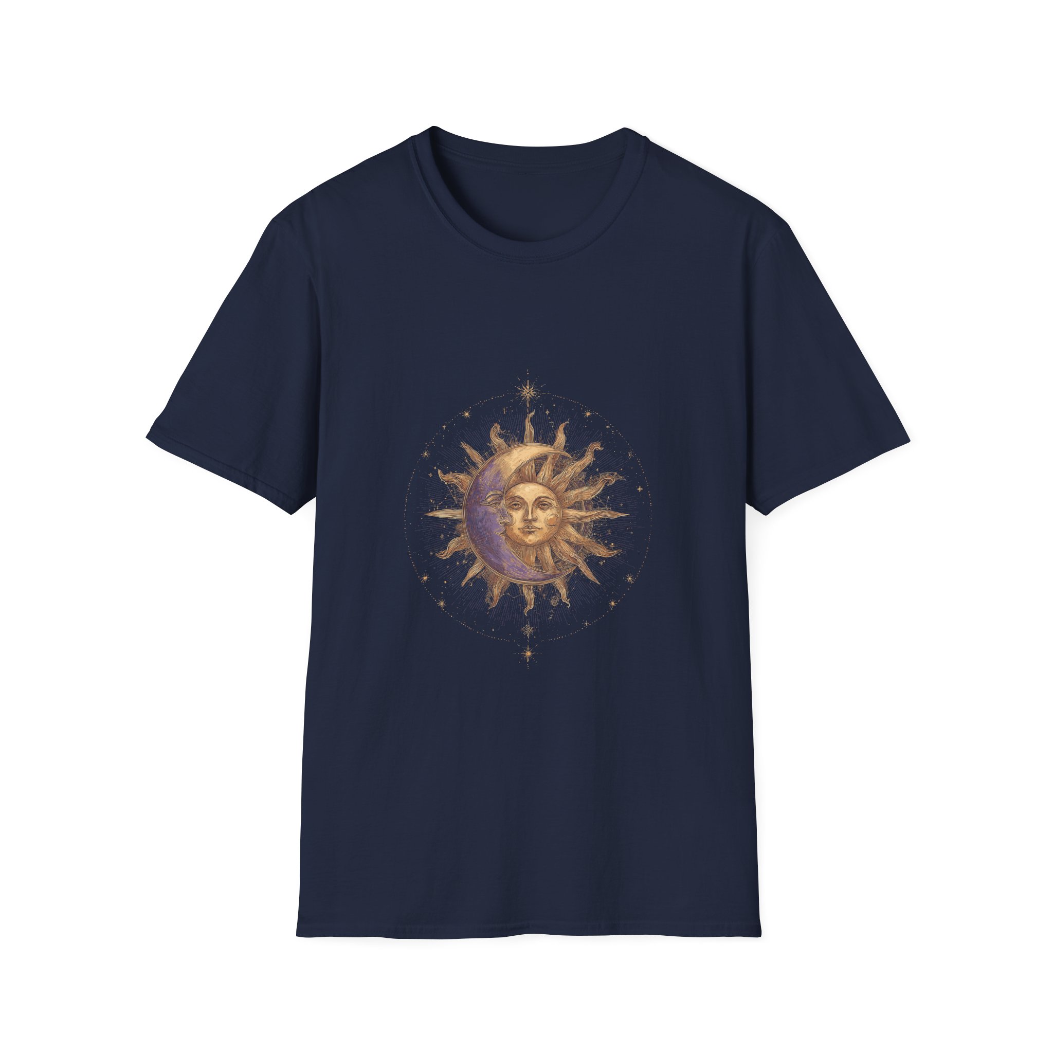 Celestial Sun & Moon T-Shirt – Gold Cosmic Astrology Unisex Tee - Image 7