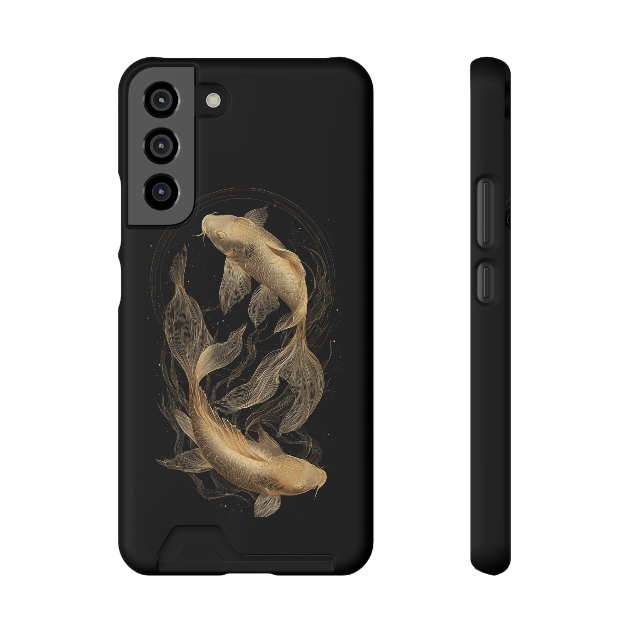 Pisces Zodiac Phone Case with Card Holder – Celestial Gold Fish - Image 13