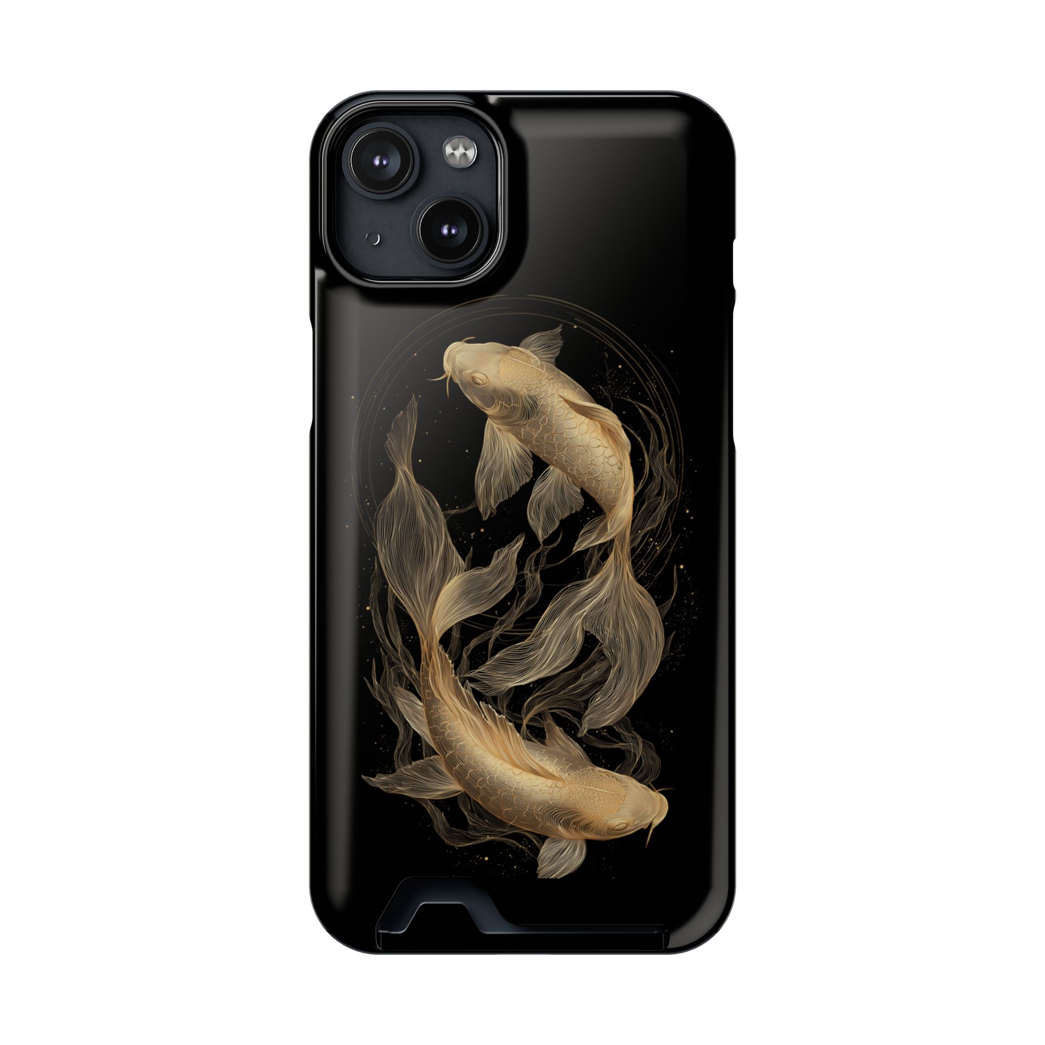 Pisces Zodiac Phone Case with Card Holder – Celestial Gold Fish - Image 95