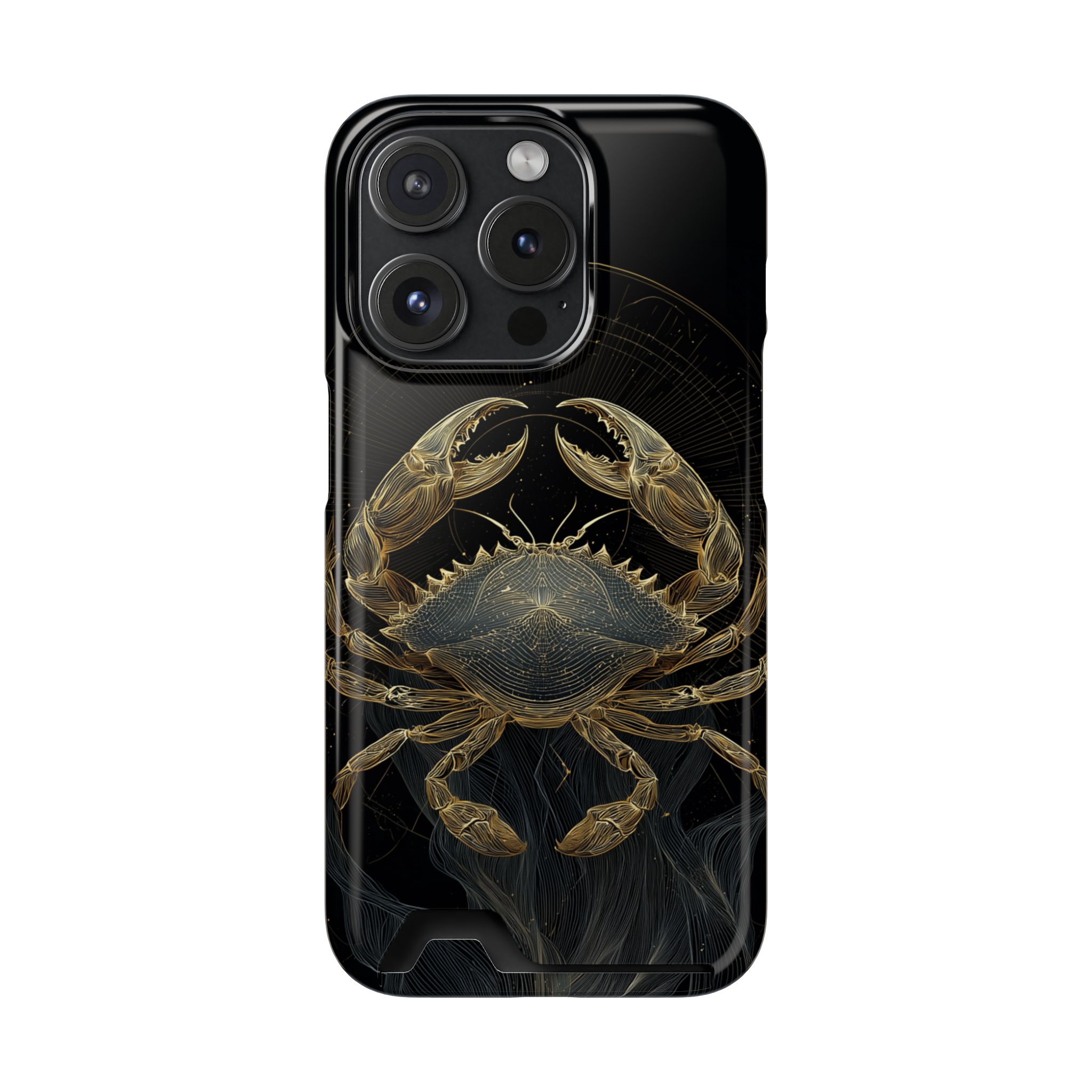 Cancer Zodiac Phone Case with Card Holder – Celestial Gold Crab - Image 99