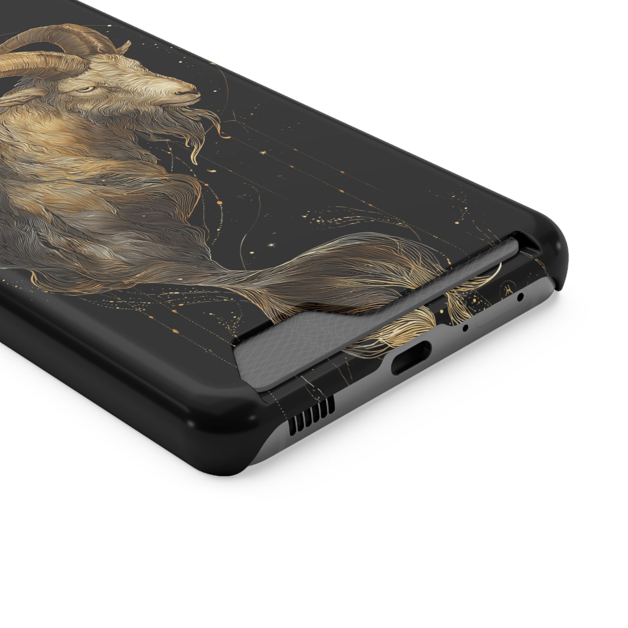 Capricorn Zodiac Phone Case with Card Holder – Celestial Gold Sea-Goat - Image 58