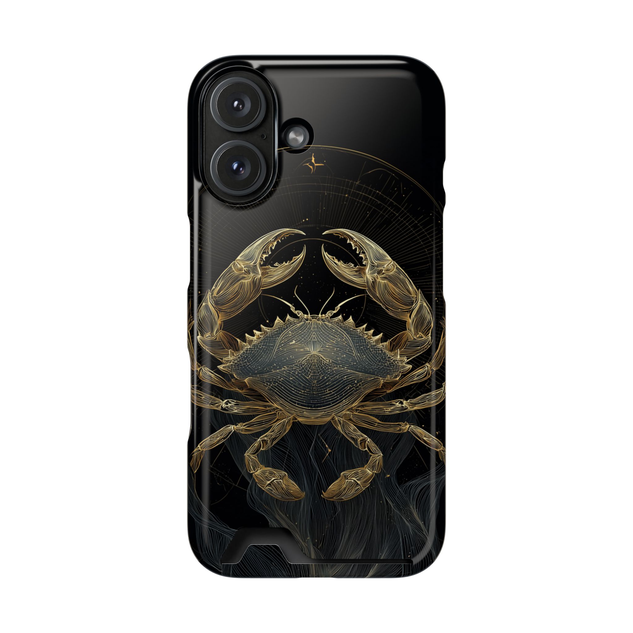 Cancer Zodiac Phone Case with Card Holder – Celestial Gold Crab - Image 105
