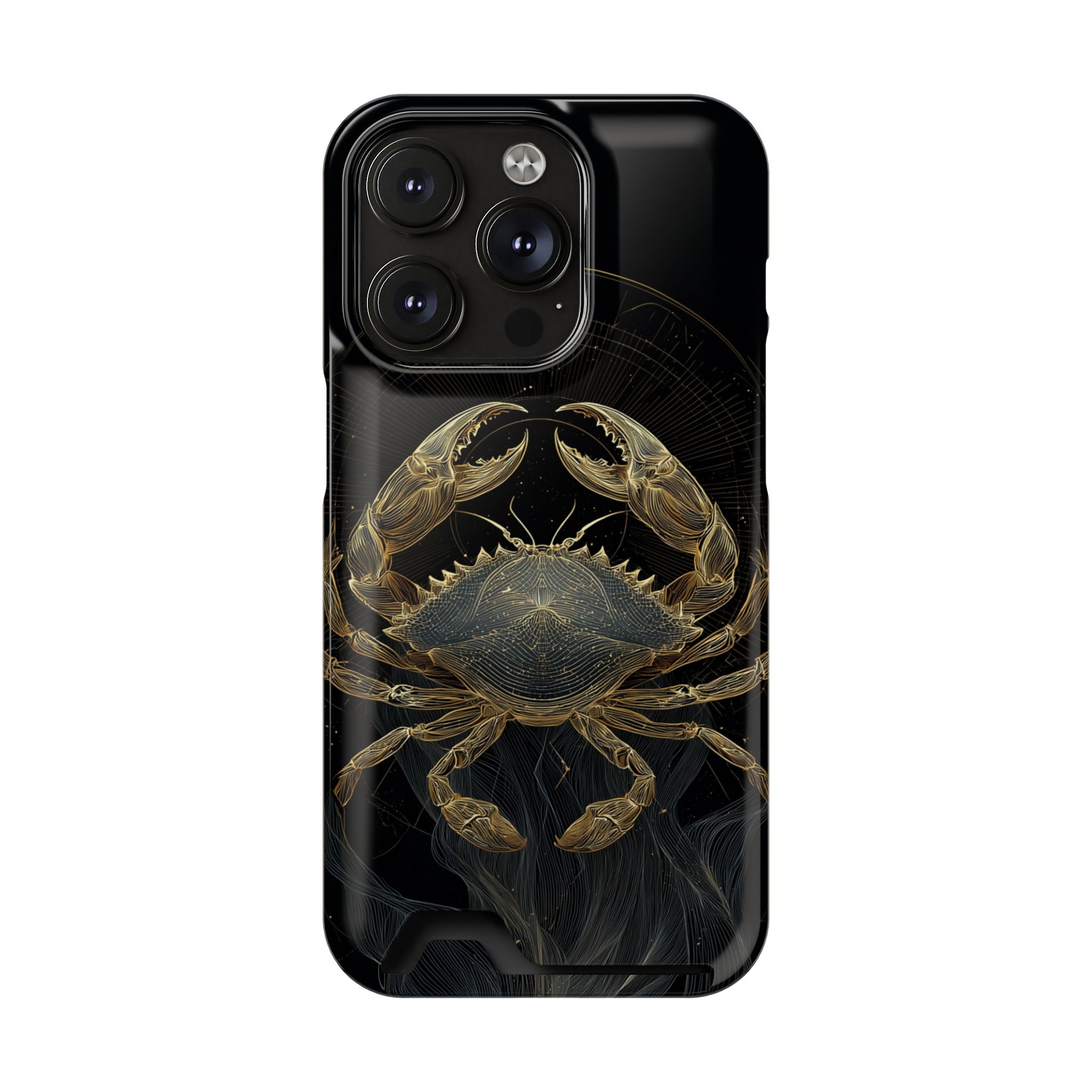 Cancer Zodiac Phone Case with Card Holder – Celestial Gold Crab - Image 94