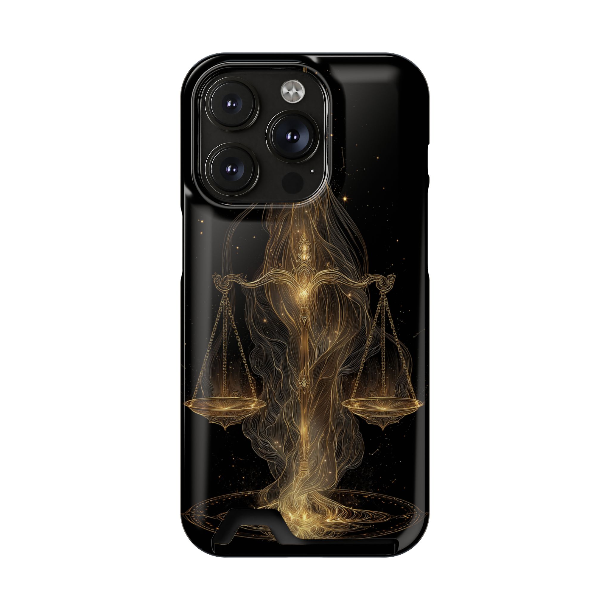 Libra Zodiac Phone Case with Card Holder – Celestial Gold Scales - Image 94