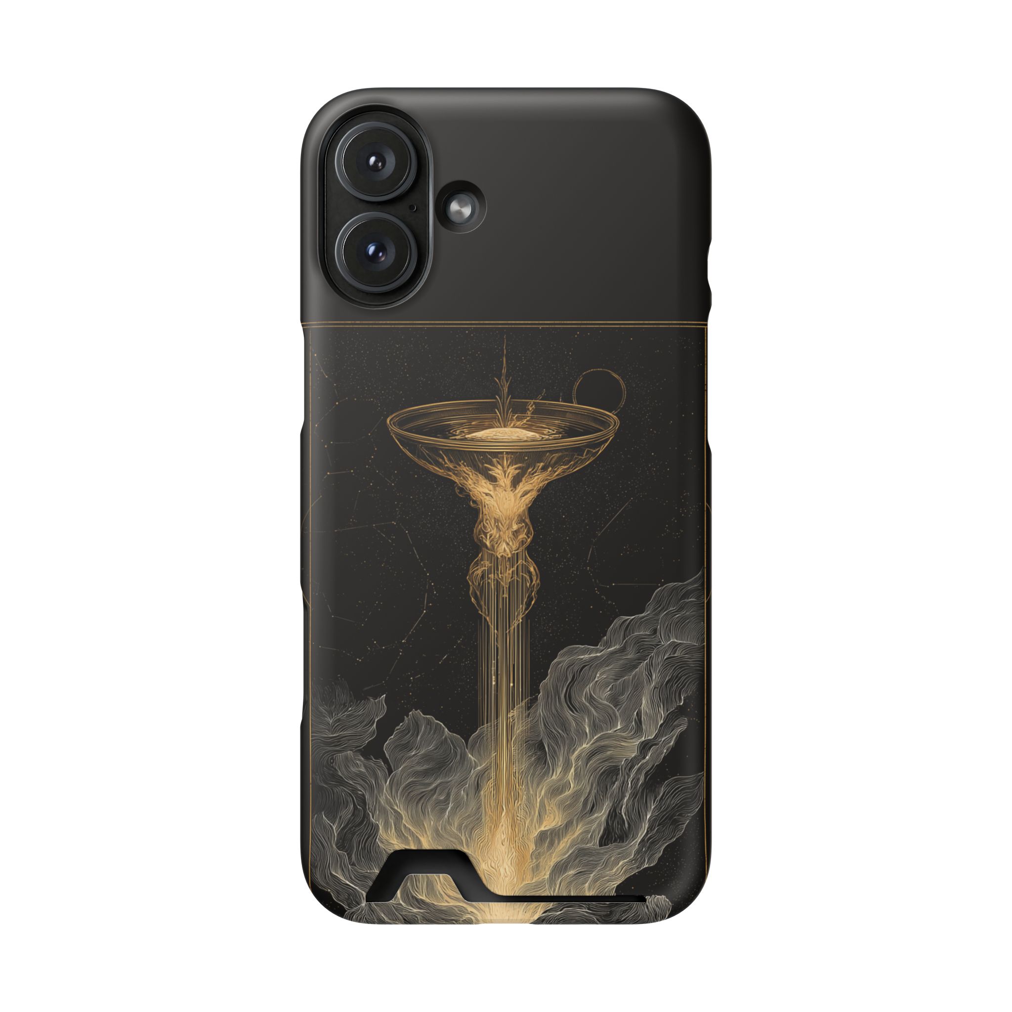 Aquarius Zodiac Phone Case with Card Holder – Celestial Gold Water Bearer - Image 110