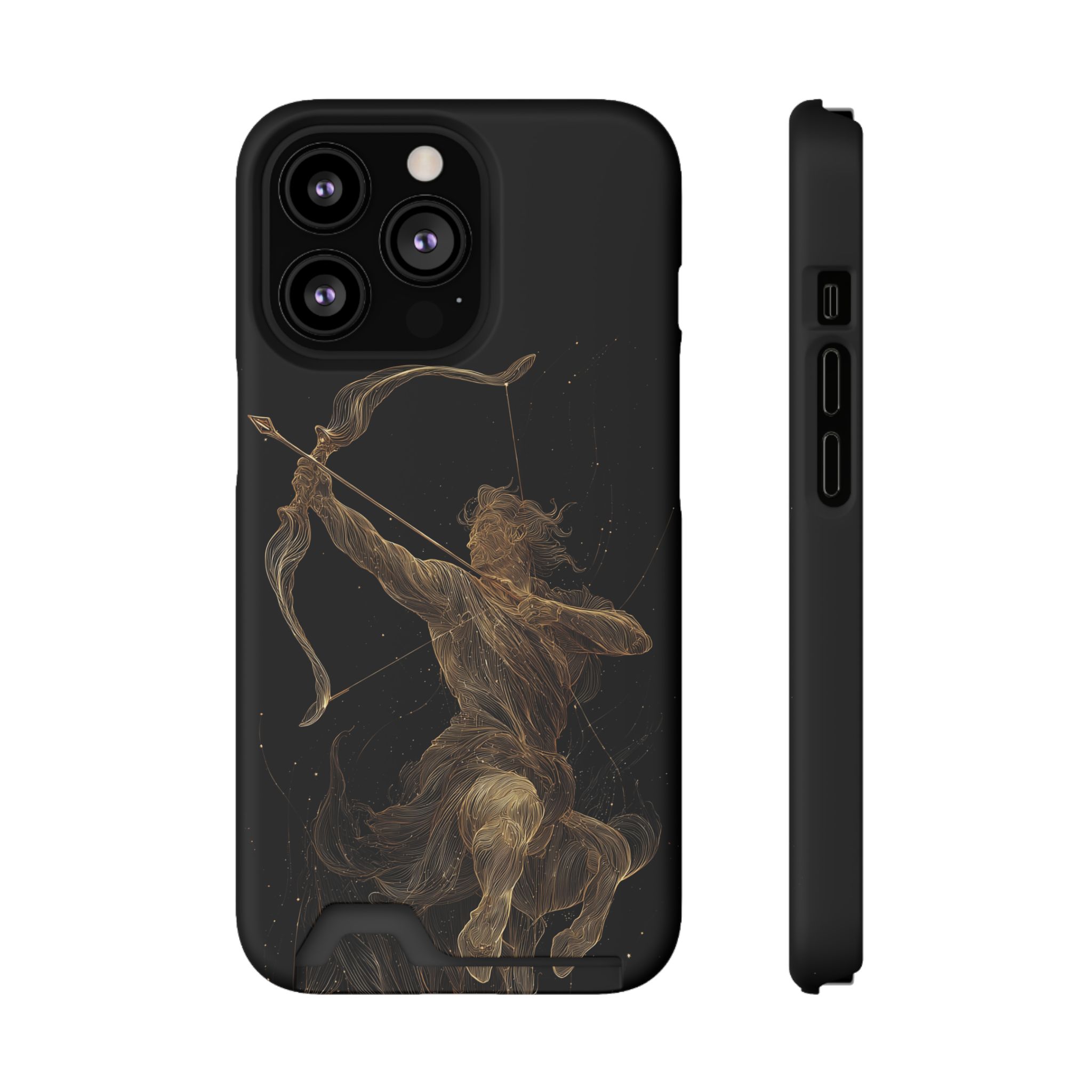 Sagittarius Zodiac Phone Case with Card Holder – Celestial Gold Archer - Image 45