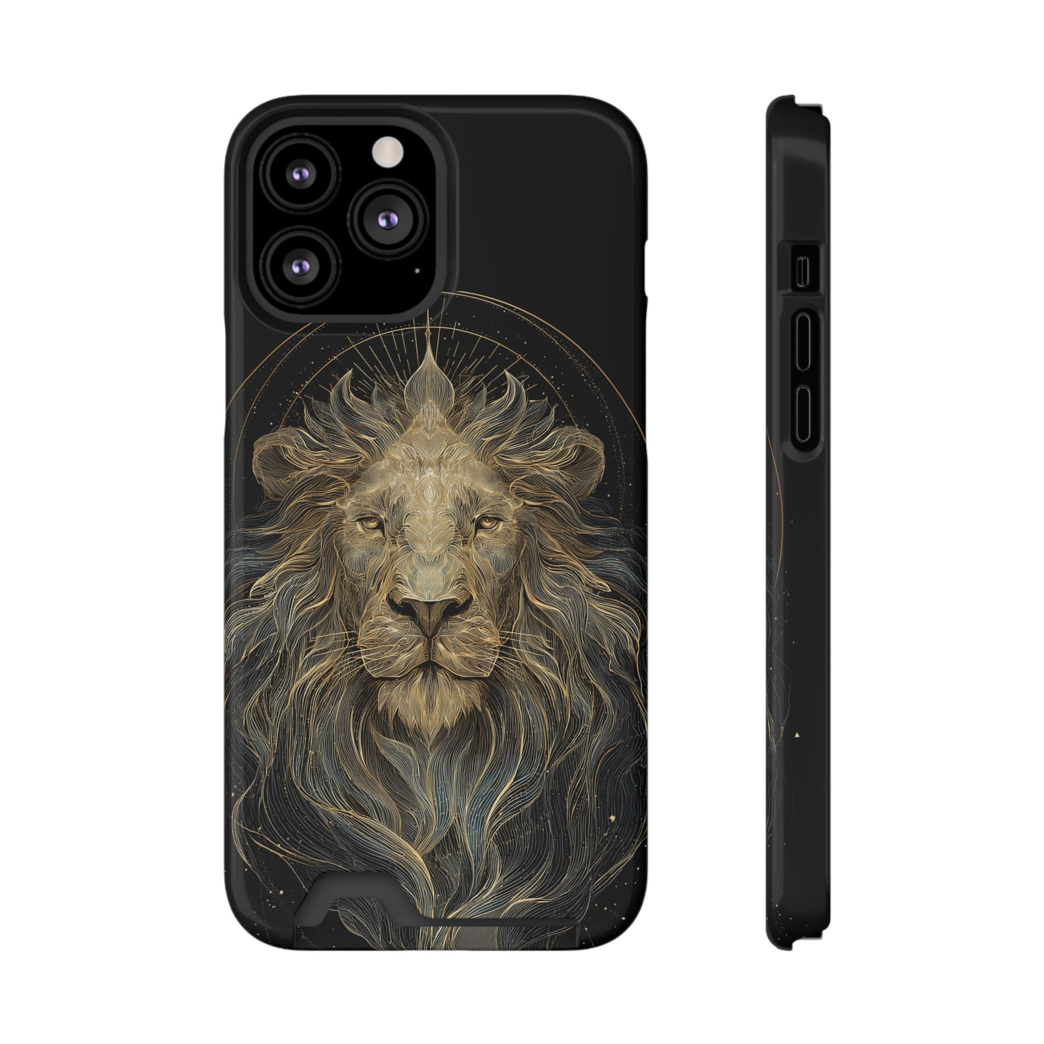 Leo Zodiac Phone Case with Card Holder – Celestial Gold Lion - Image 49