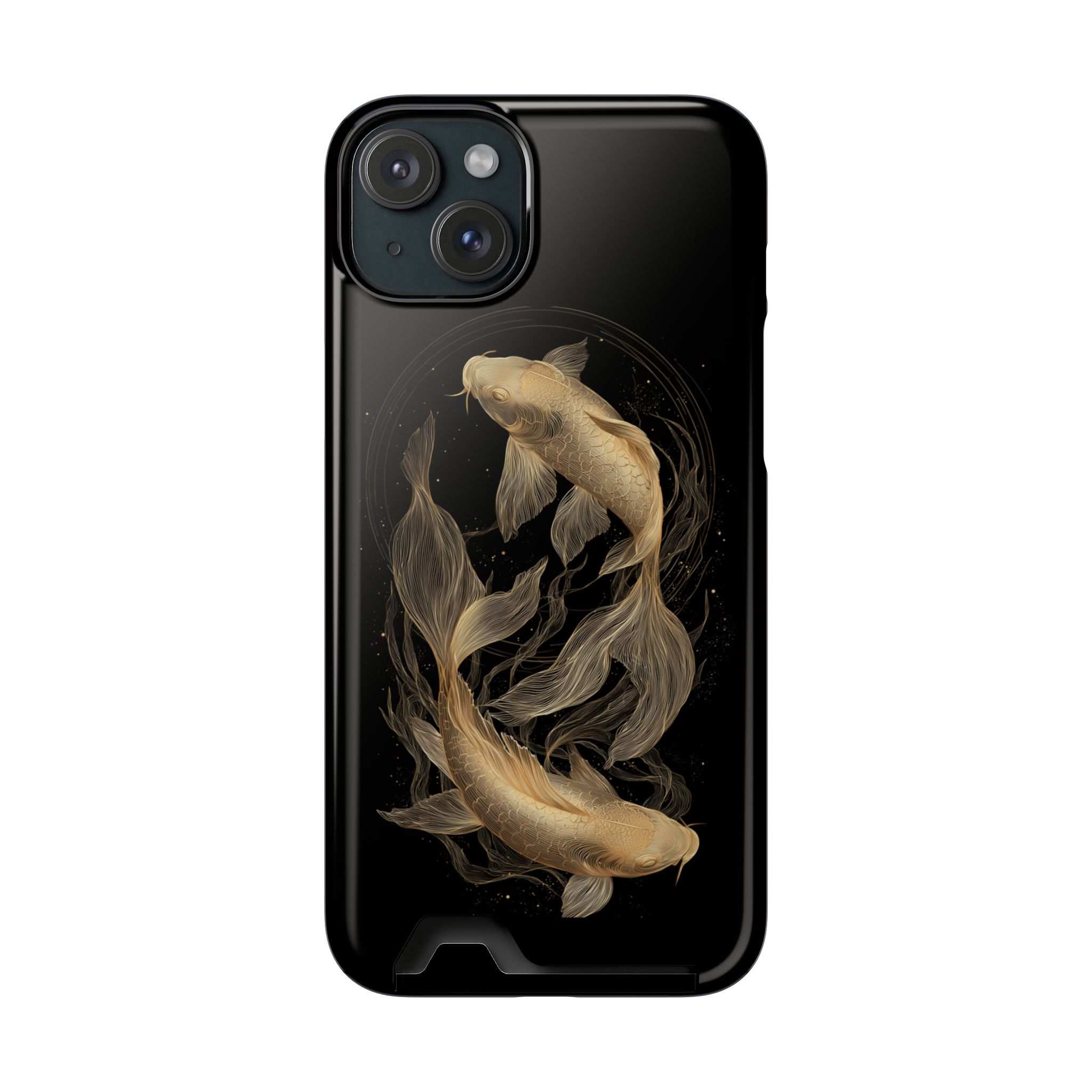 Pisces Zodiac Phone Case with Card Holder – Celestial Gold Fish - Image 101