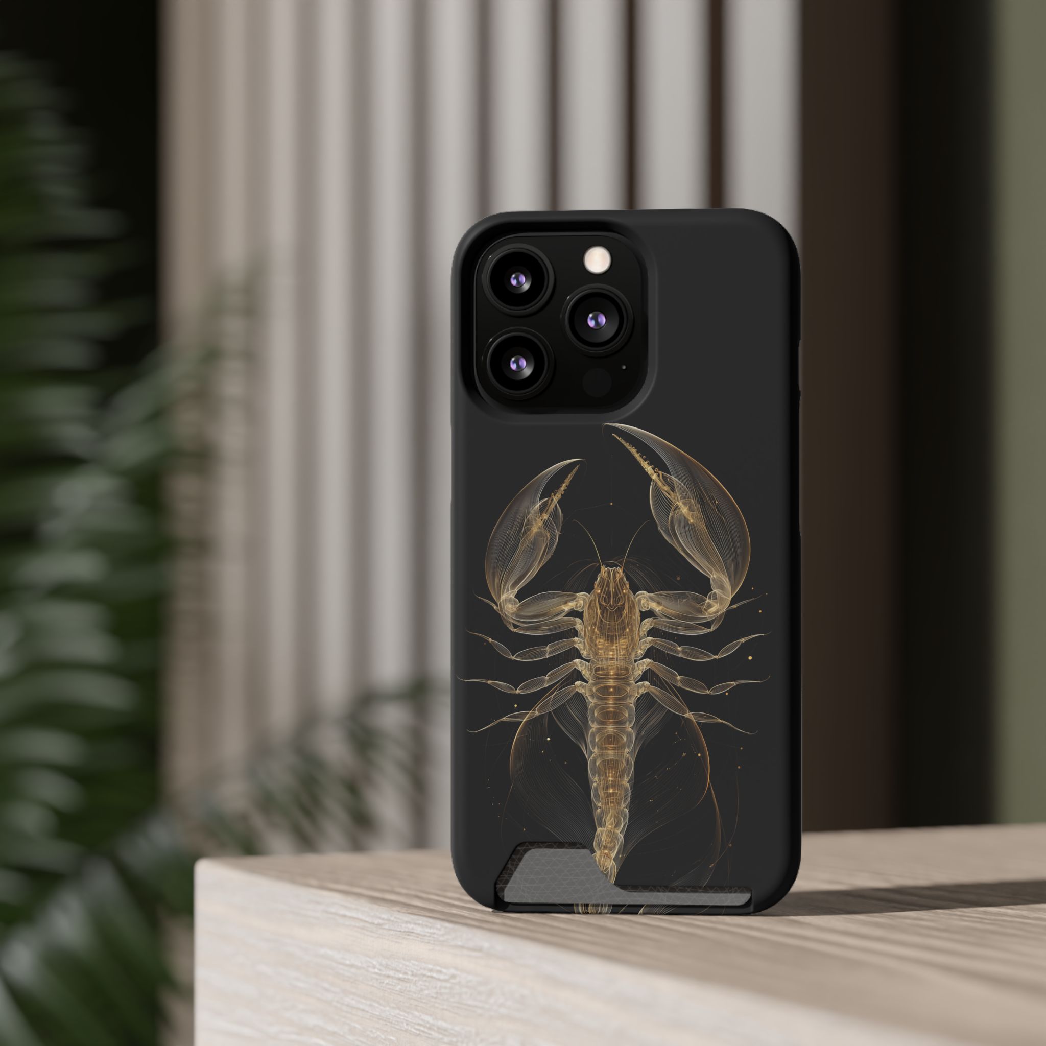 Scorpio Zodiac Phone Case with Card Holder – Celestial Gold Scorpion - Image 48