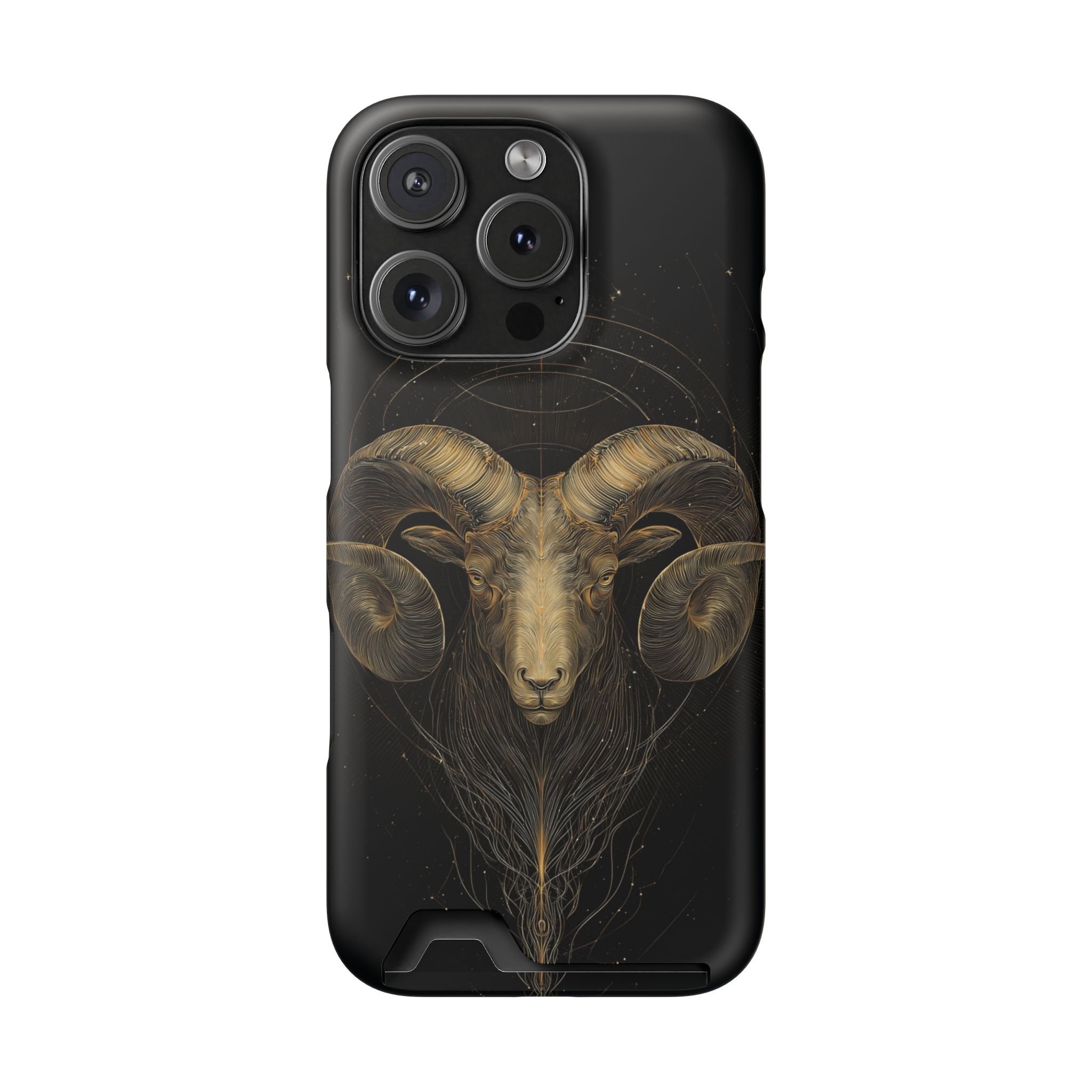 Aries Zodiac Phone Case with Card Holder – Celestial Gold Constellation - Image 108