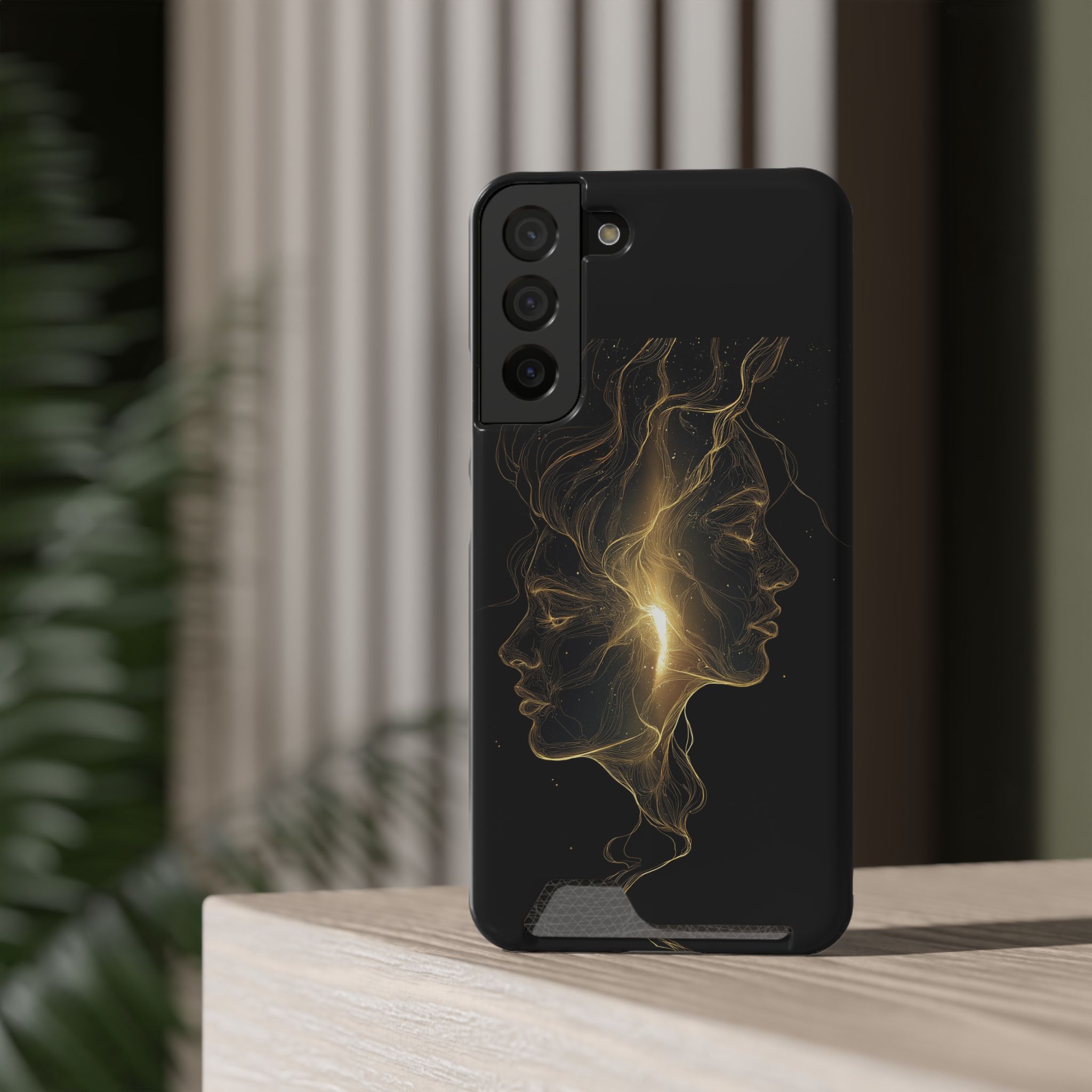 Gemini Zodiac Phone Case with Card Holder – Celestial Gold Twins - Image 12