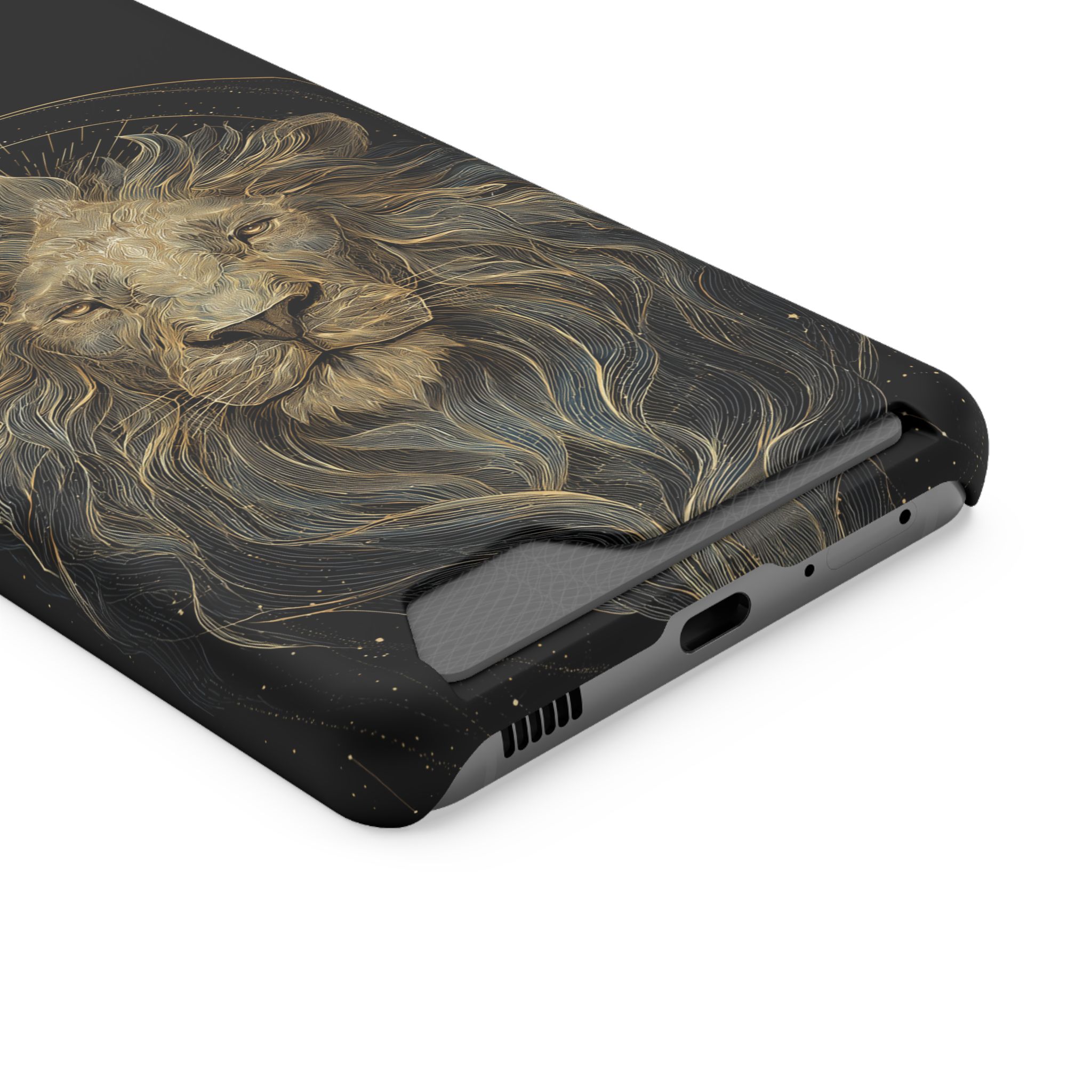 Leo Zodiac Phone Case with Card Holder – Celestial Gold Lion - Image 62