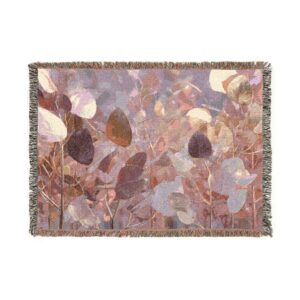 Blush Forest Woven Blanket – Dreamy Pastel Botanical Throw