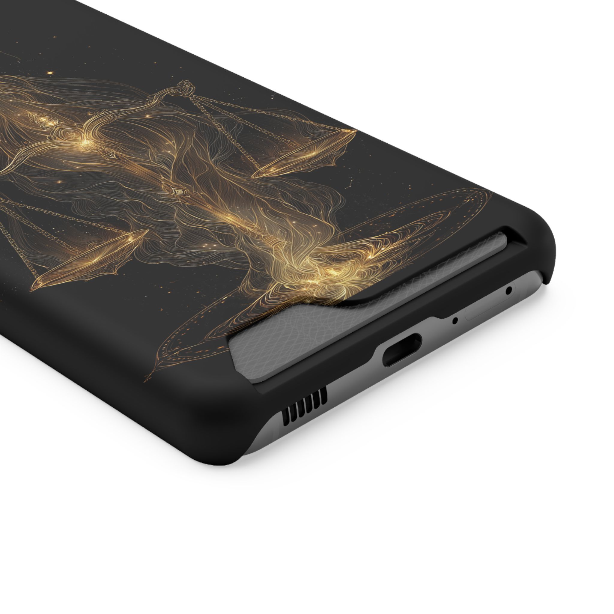 Libra Zodiac Phone Case with Card Holder – Celestial Gold Scales - Image 62