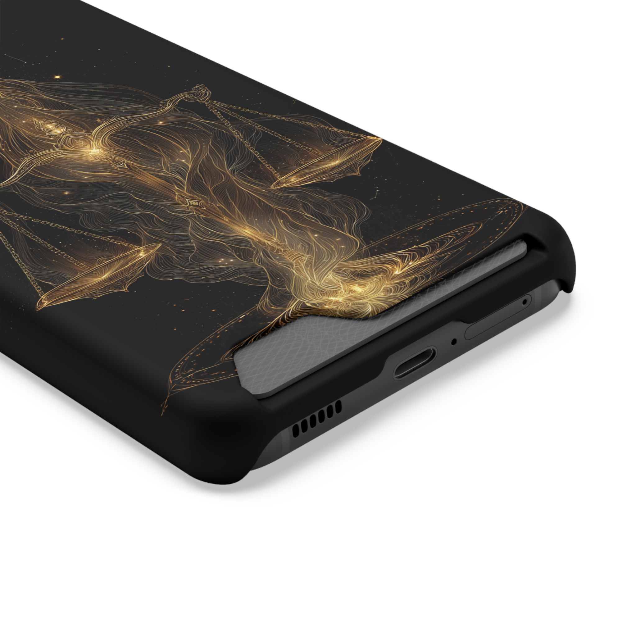 Libra Zodiac Phone Case with Card Holder – Celestial Gold Scales - Image 6