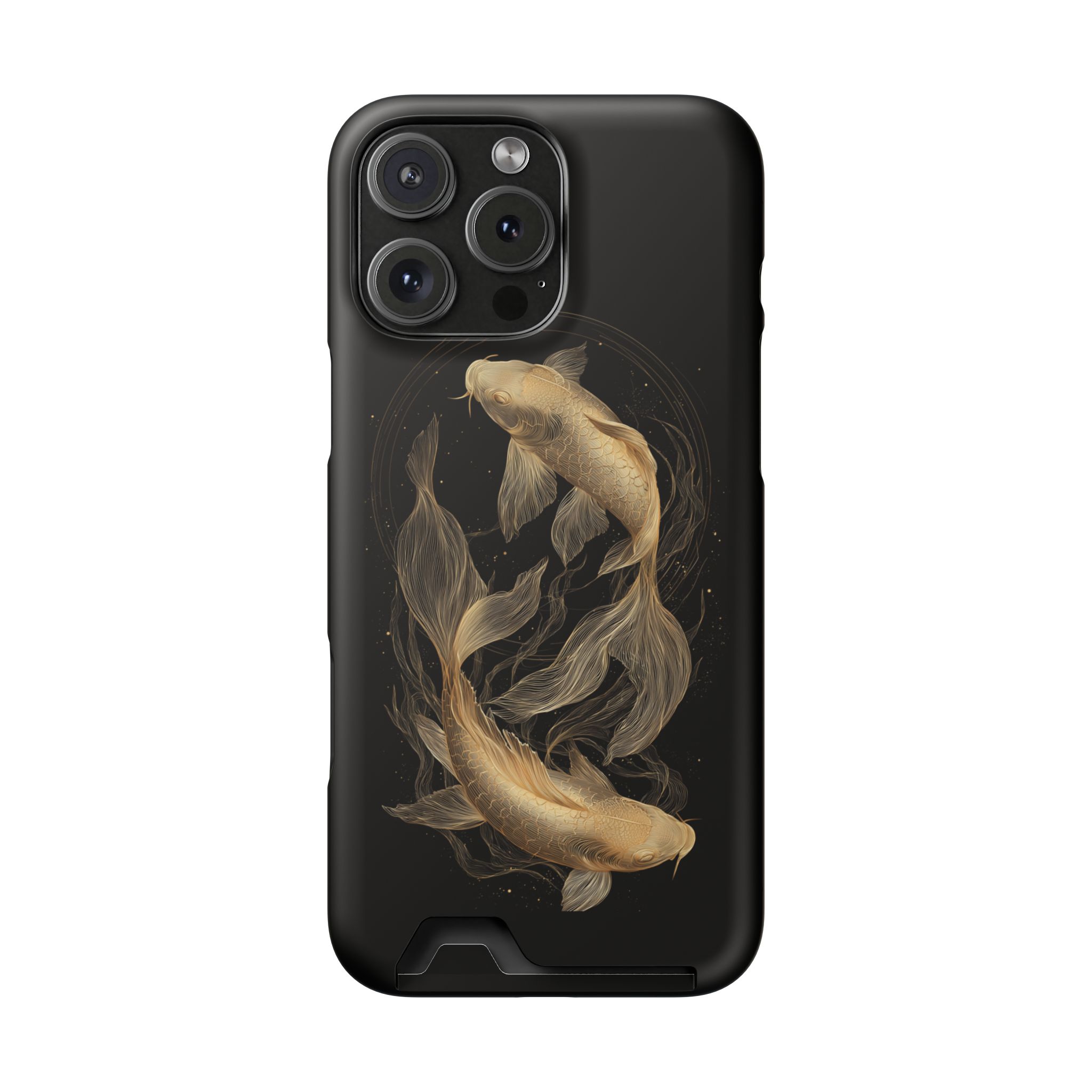 Pisces Zodiac Phone Case with Card Holder – Celestial Gold Fish - Image 112