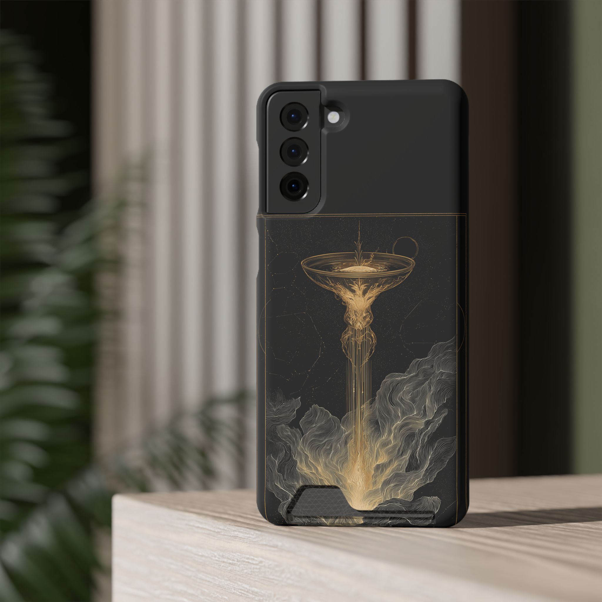 Aquarius Zodiac Phone Case with Card Holder – Celestial Gold Water Bearer - Image 72