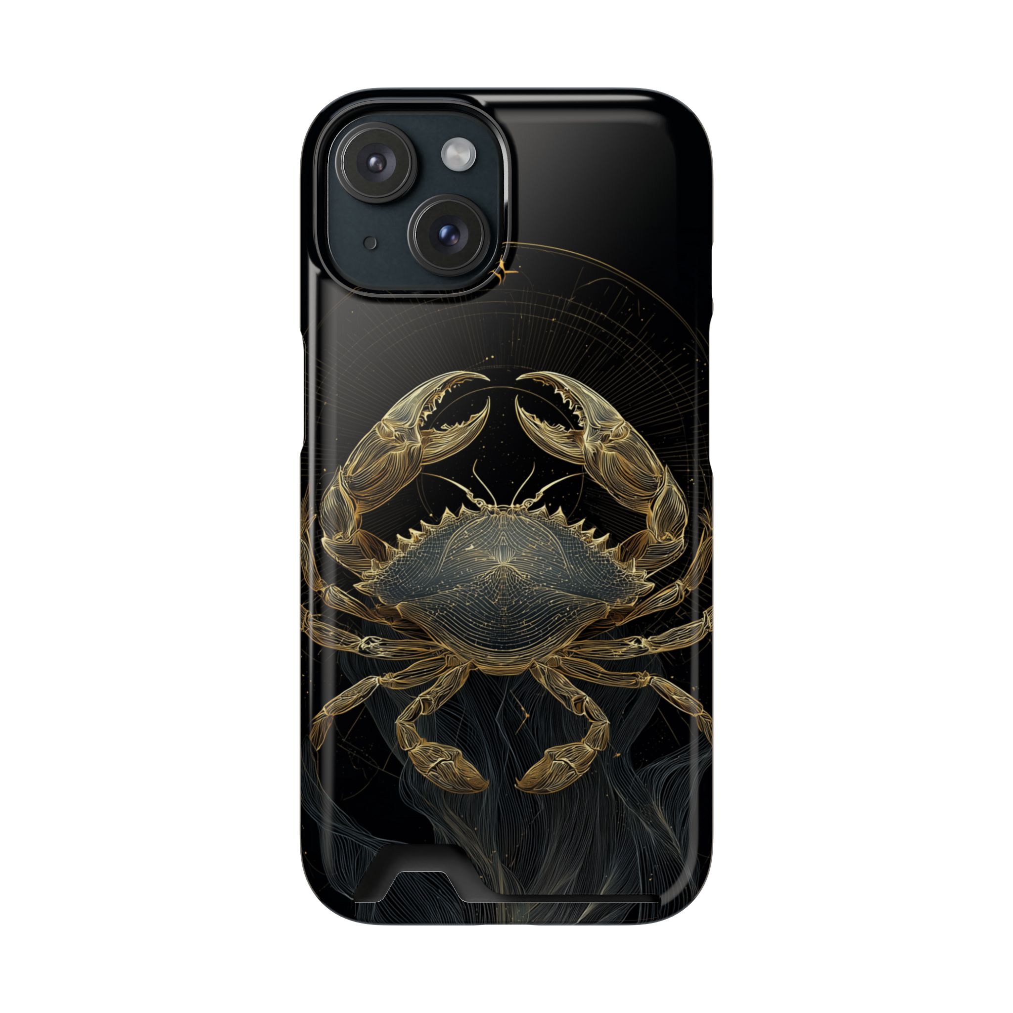 Cancer Zodiac Phone Case with Card Holder – Celestial Gold Crab - Image 97