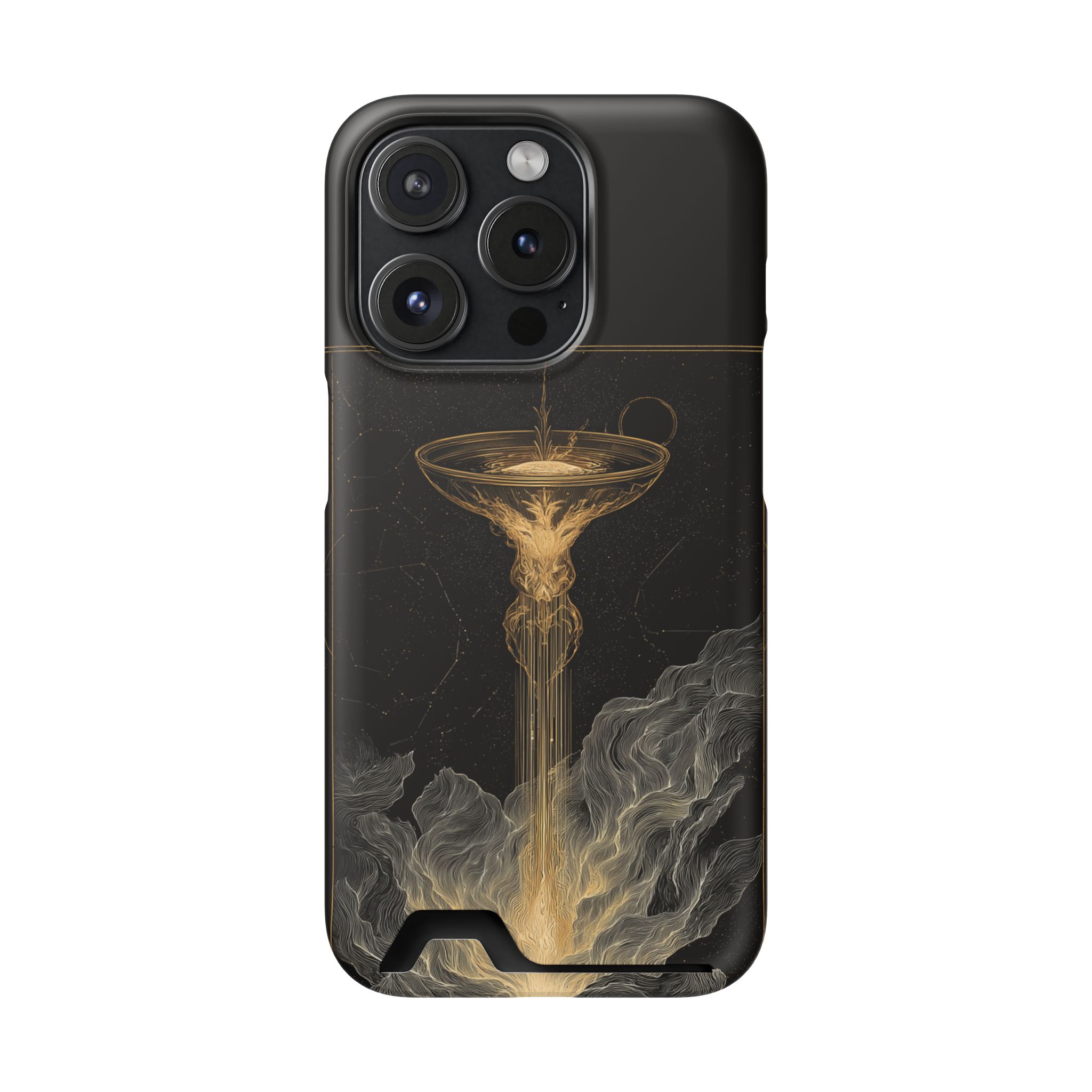 Aquarius Zodiac Phone Case with Card Holder – Celestial Gold Water Bearer - Image 100