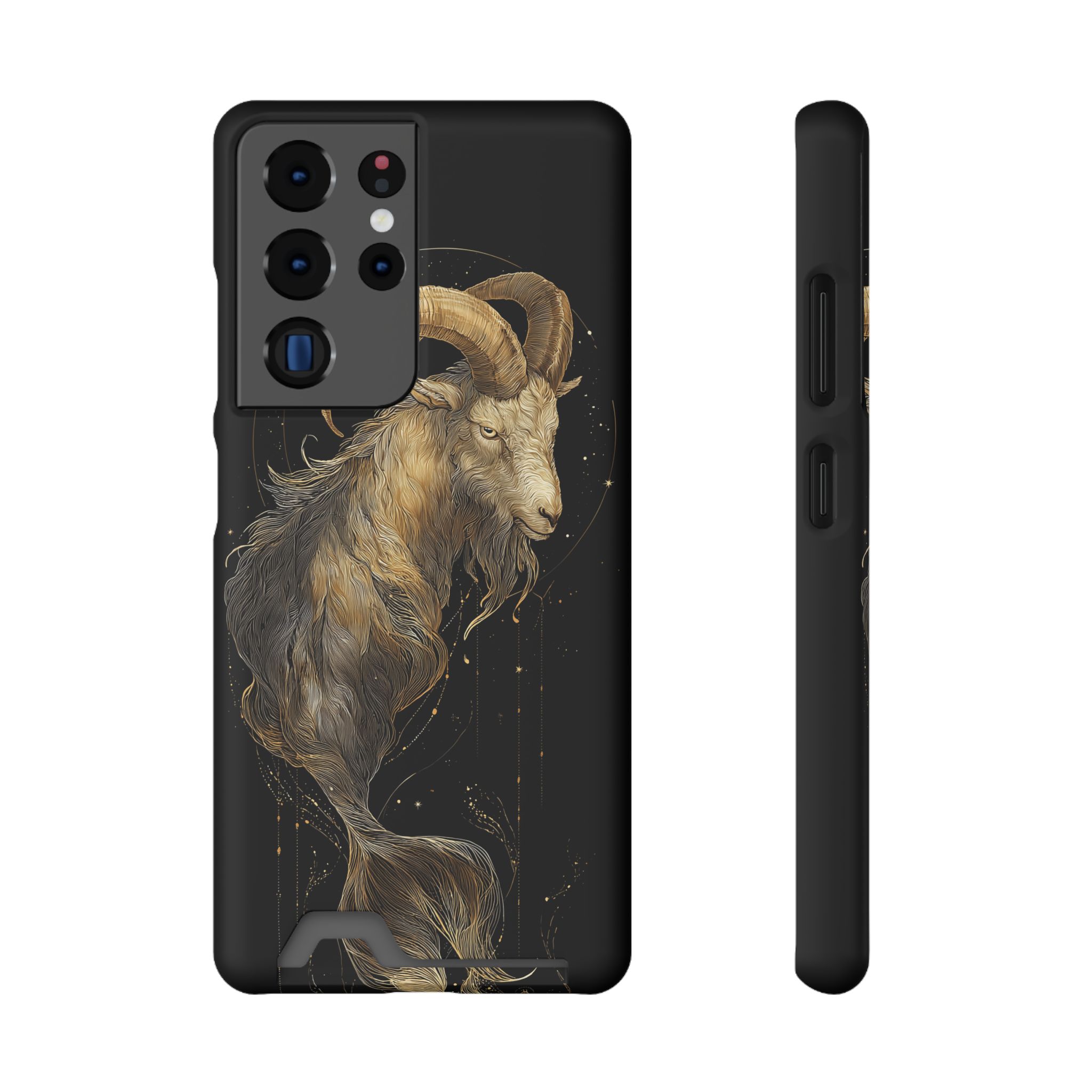 Capricorn Zodiac Phone Case with Card Holder – Celestial Gold Sea-Goat - Image 77