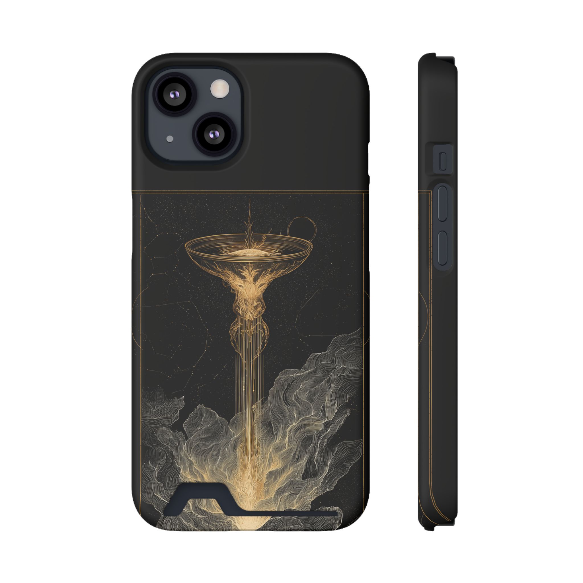 Aquarius Zodiac Phone Case with Card Holder – Celestial Gold Water Bearer - Image 29